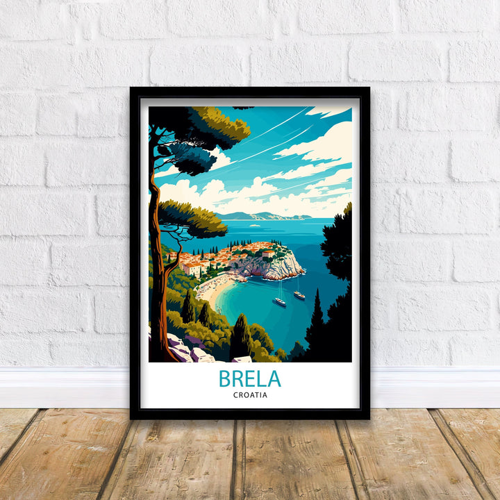 Brela Croatia Travel Poster Brela Wall Art, Brela Home Decor Brela Illustration Travel Poster Gift Croatia Home Decor