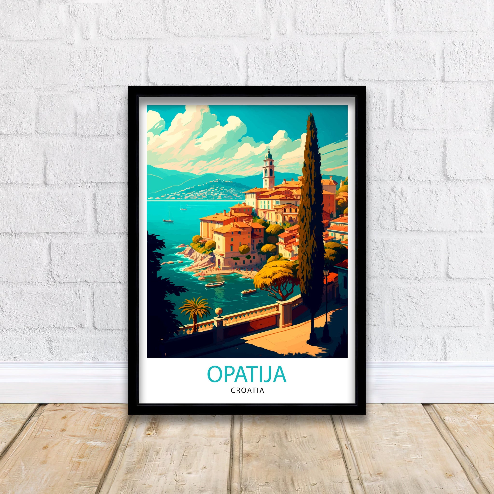 Opatija Croatia Travel Poster, Adriatic Seaside Art Print