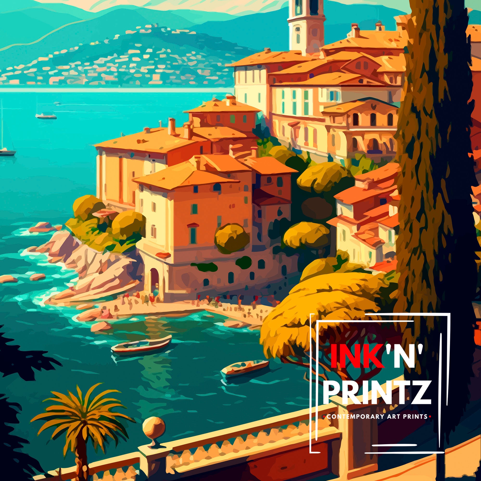 Opatija Croatia Travel Poster, Adriatic Seaside Art Print
