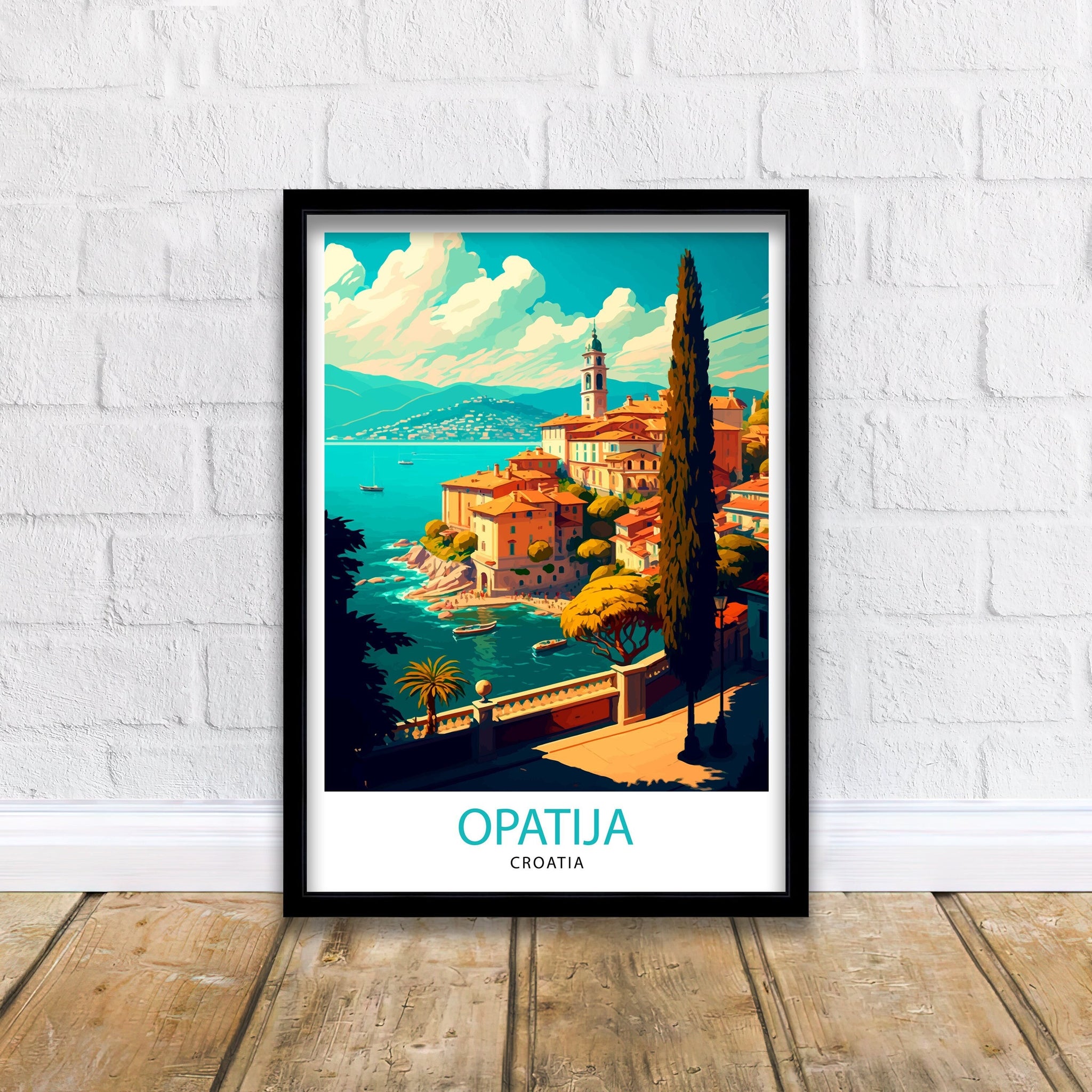 Opatija Croatia Travel Poster, Adriatic Seaside Art Print