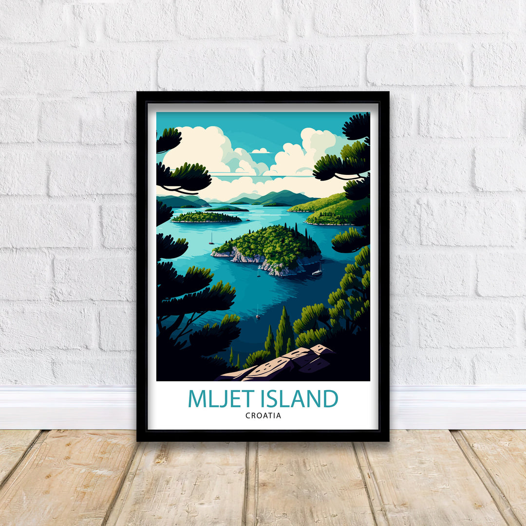 Mljet Croatia Travel Poster Mljet Wall Art Mljet Home Decor Mljet Illustration, Mljet Travel Poster Croatia Poster Croatia Wall Art Croatia