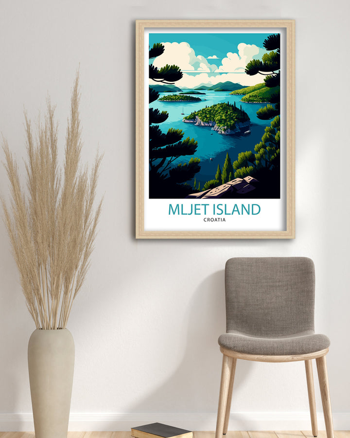 Mljet Croatia Travel Poster Mljet Wall Art Mljet Home Decor Mljet Illustration, Mljet Travel Poster Croatia Poster Croatia Wall Art Croatia