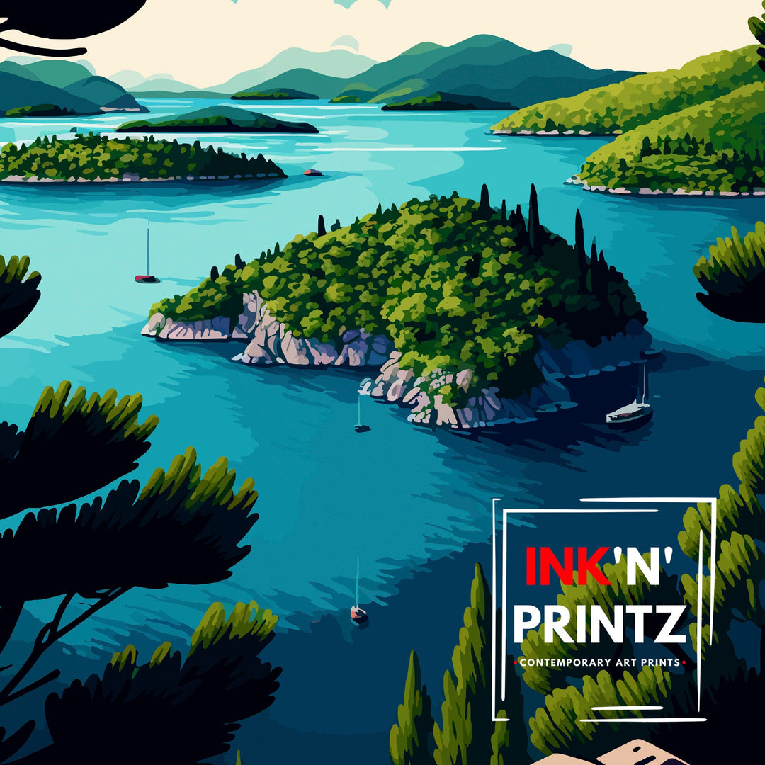 Mljet Croatia Travel Poster Mljet Wall Art Mljet Home Decor Mljet Illustration, Mljet Travel Poster Croatia Poster Croatia Wall Art Croatia