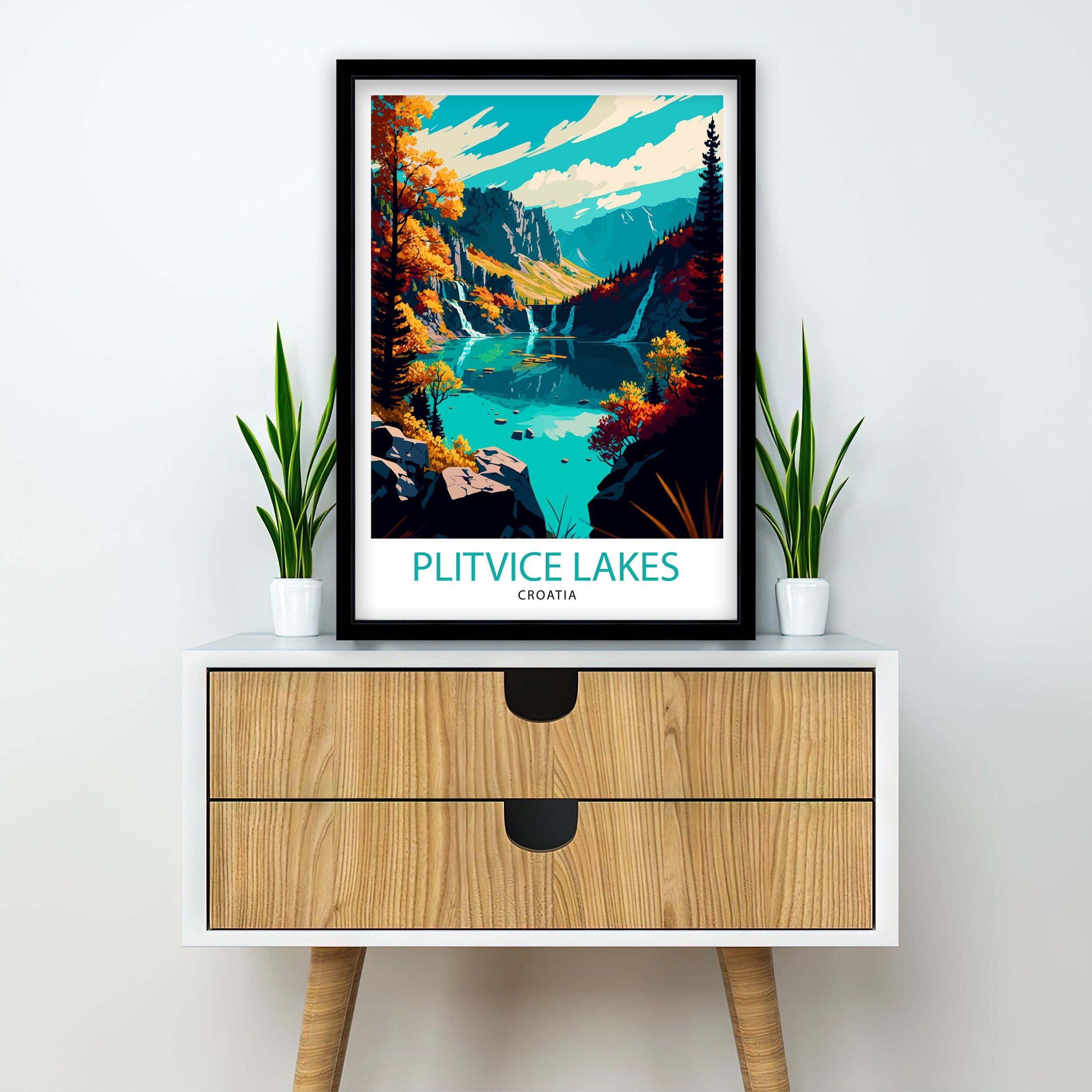 Plitvice Lakes National Park Travel Print Wall Decor Home Living Room Art Croatia Travel Poster Gift for Travelers Plitvice Lakes