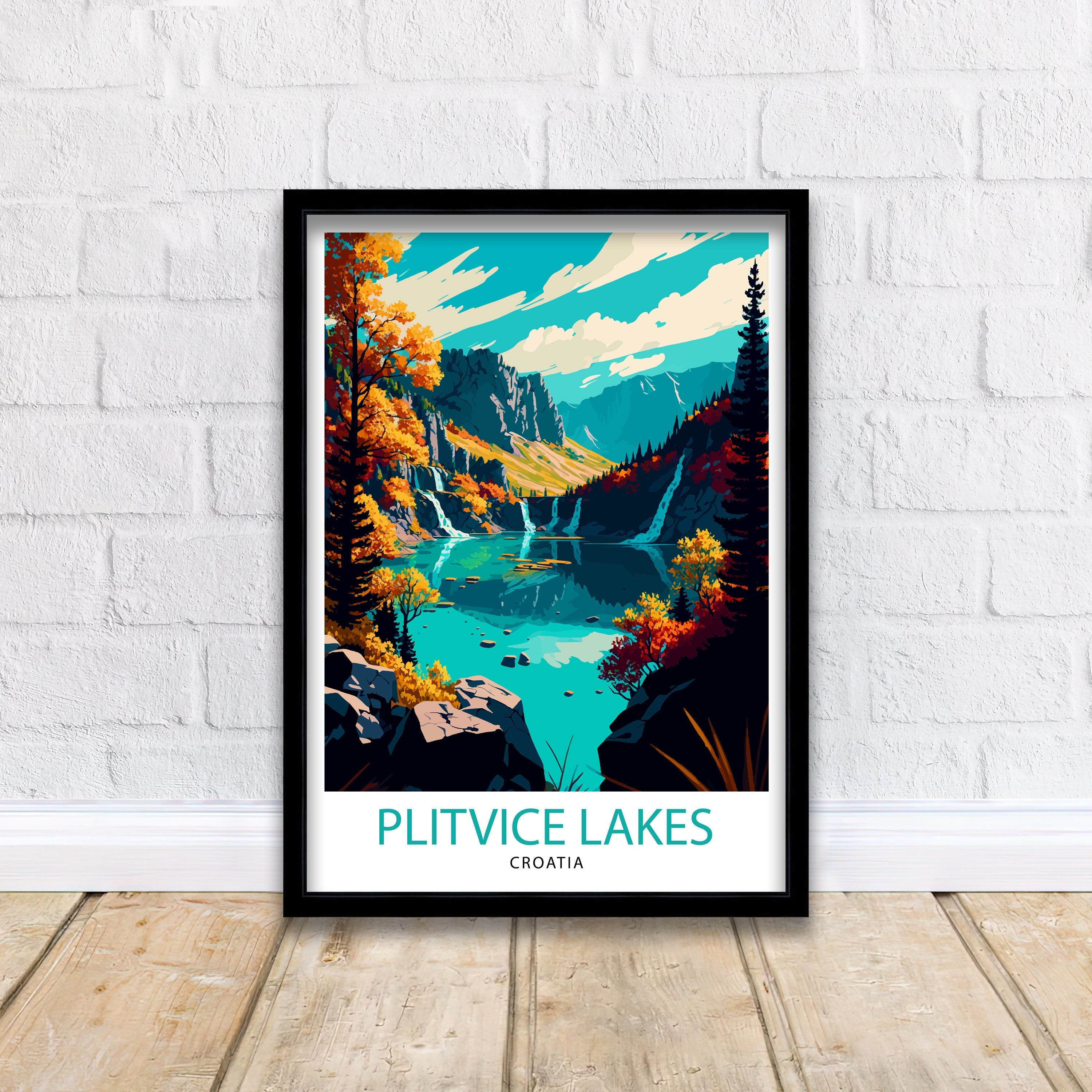 Plitvice Lakes National Park Travel Print Wall Decor Home Living Room Art Croatia Travel Poster Gift for Travelers Plitvice Lakes
