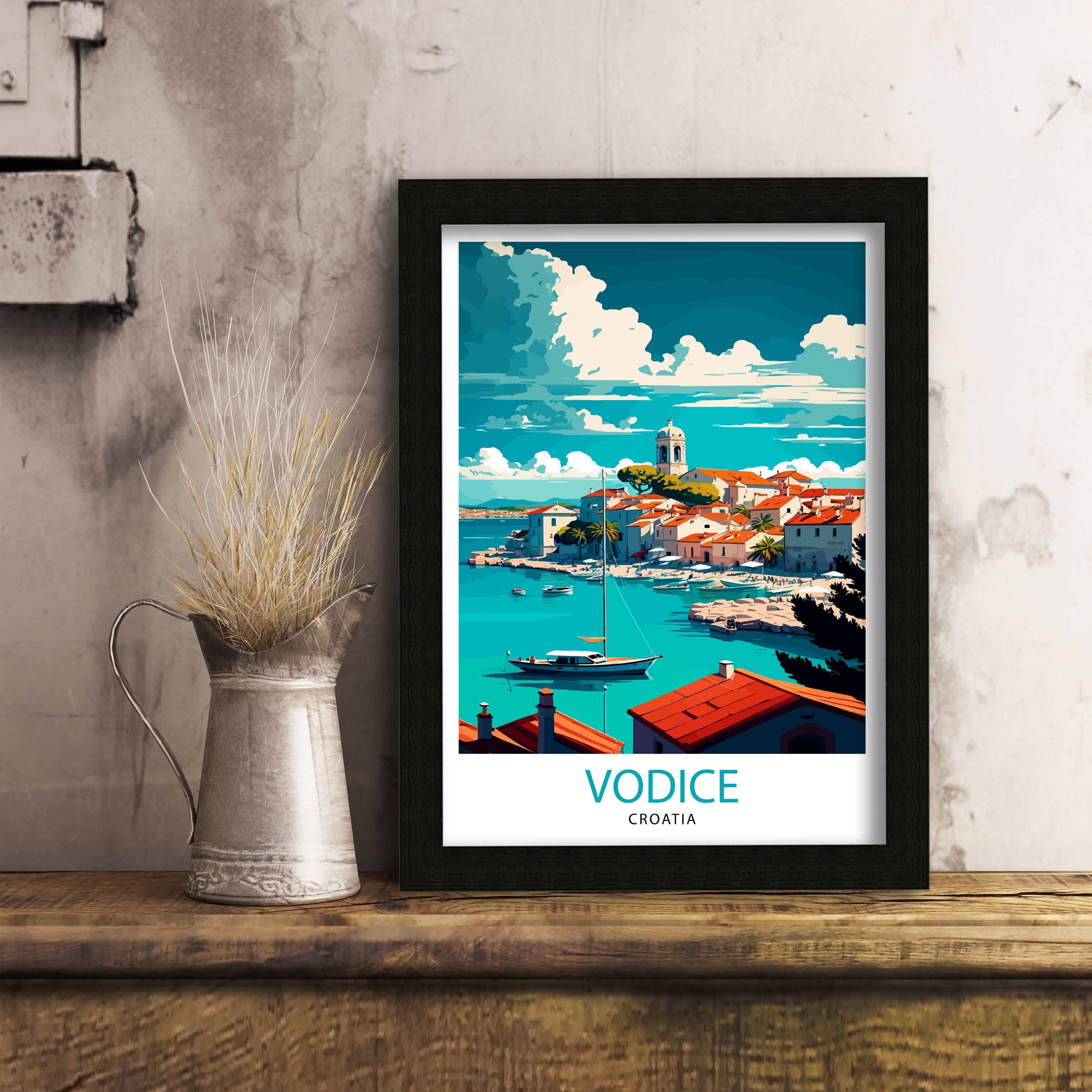 Vodice Croatia Travel Print Vodice Wall Art Vodice Home Decor Vodice Croatia Illustration Travel Poster Gift For Croatia Lovers Croatia Home