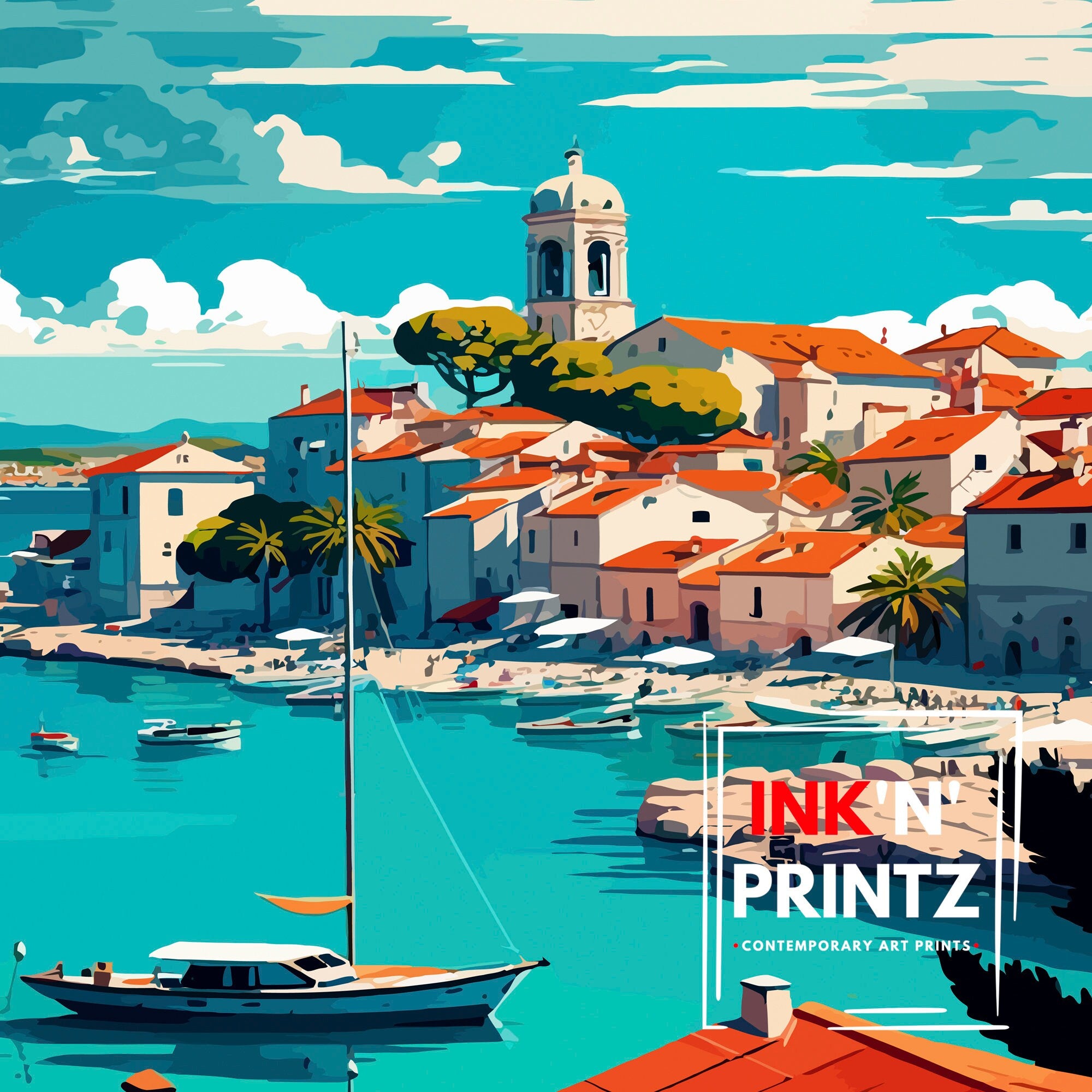 Vodice Croatia Travel Print Vodice Wall Art Vodice Home Decor Vodice Croatia Illustration Travel Poster Gift For Croatia Lovers Croatia Home