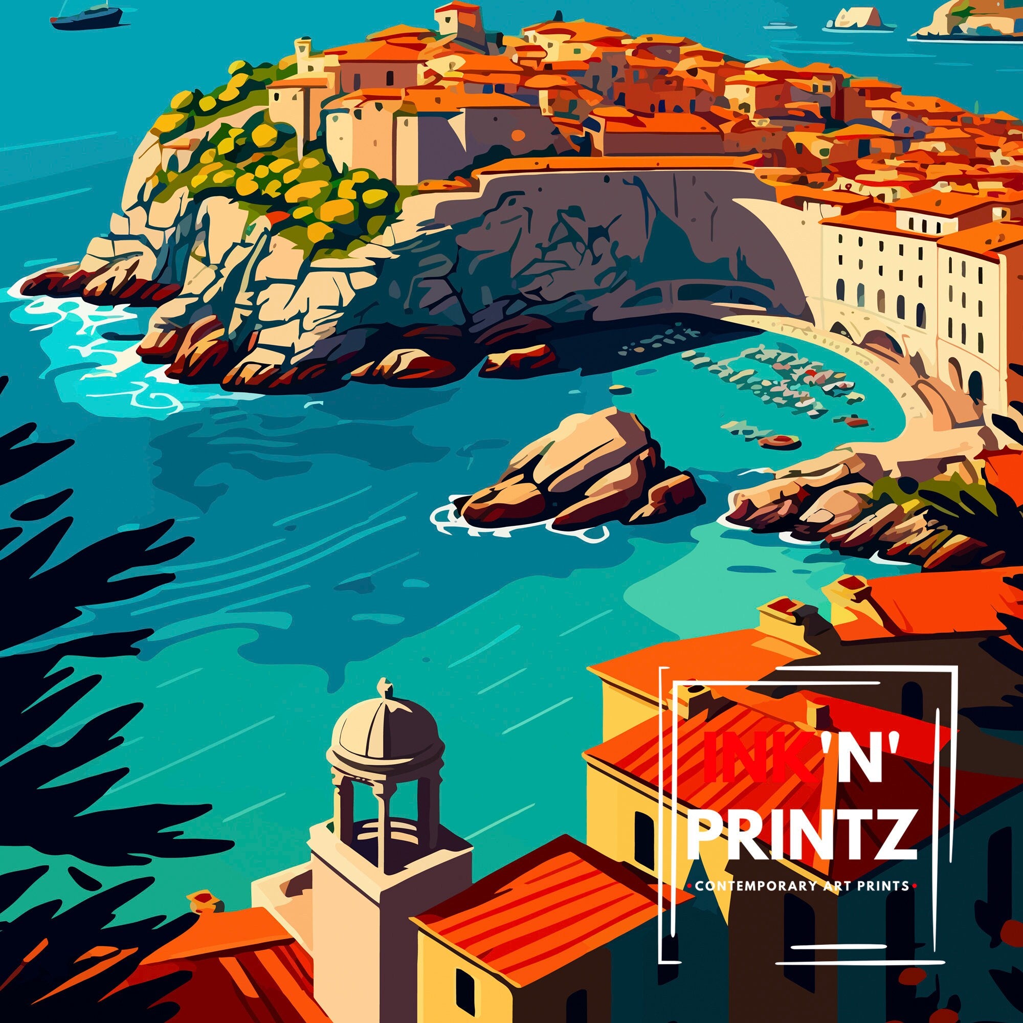 Dubrovnik Croatia Travel Print Dubrovnik Wall Decor Croatia Illustration Travel Poster Dubrovnik Gift Croatia Home Decor