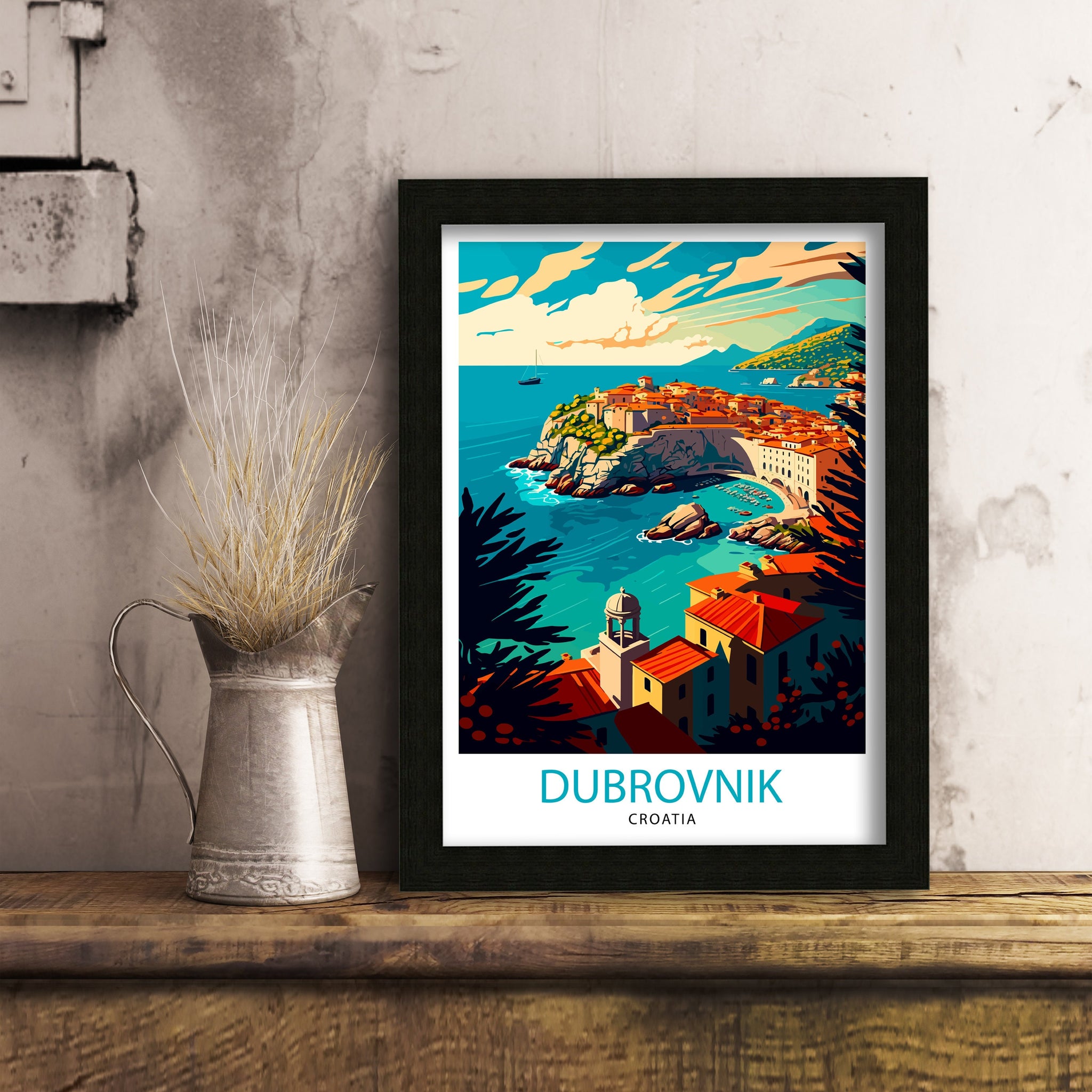 Dubrovnik Croatia Travel Print Dubrovnik Wall Decor Croatia Illustration Travel Poster Dubrovnik Gift Croatia Home Decor