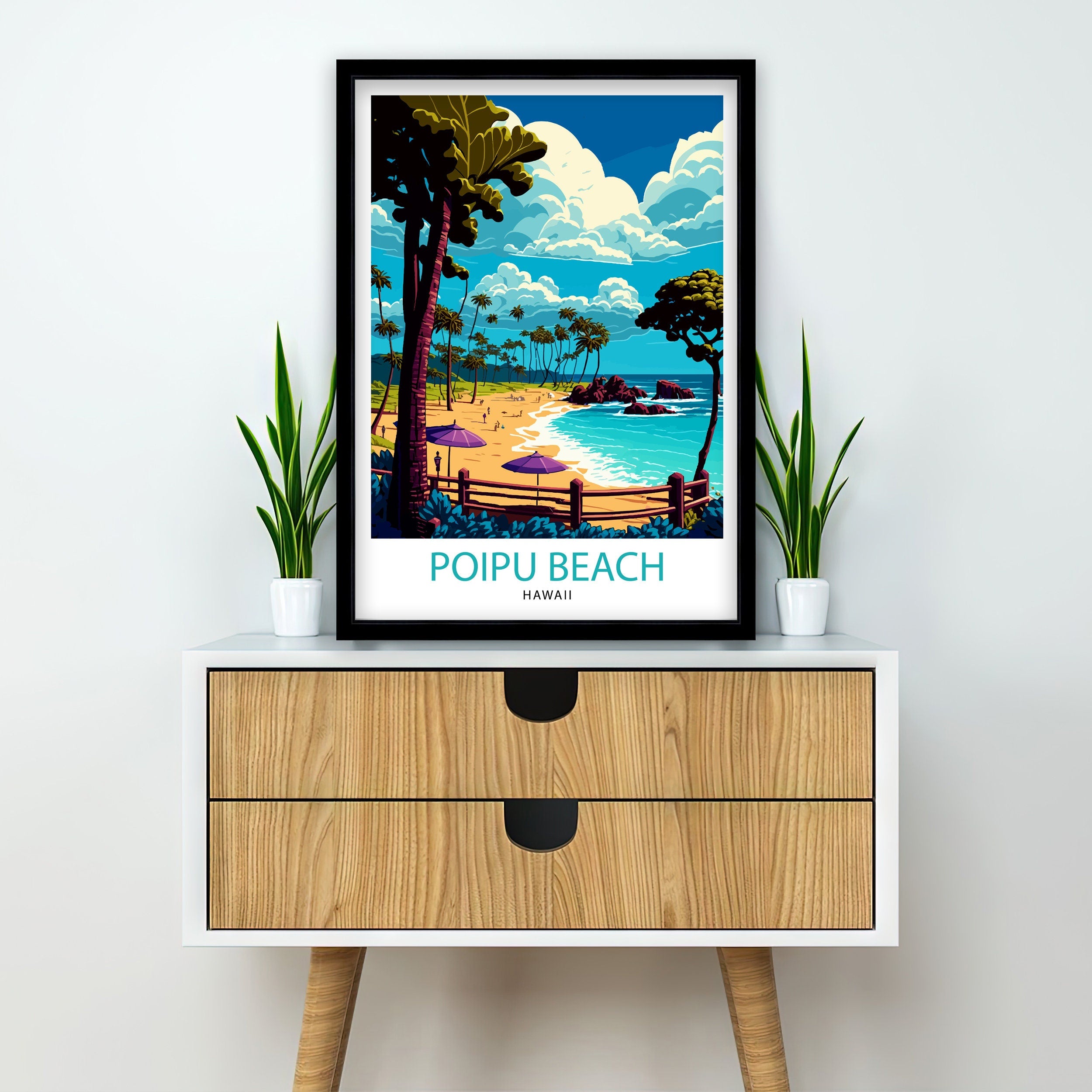 Poipu Croatia Travel Poster, Vibrant Home Decor