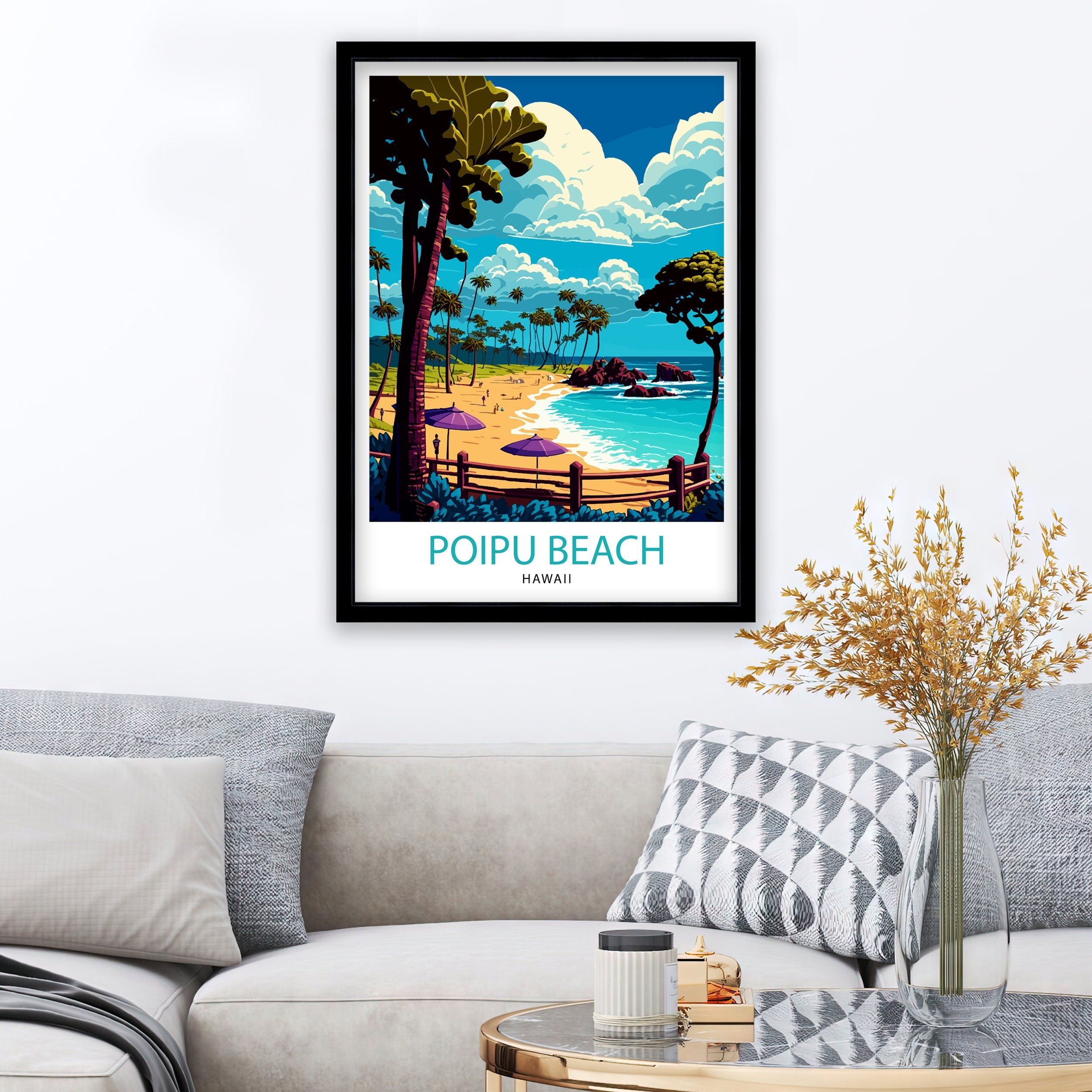 Poipu Croatia Travel Poster, Vibrant Home Decor