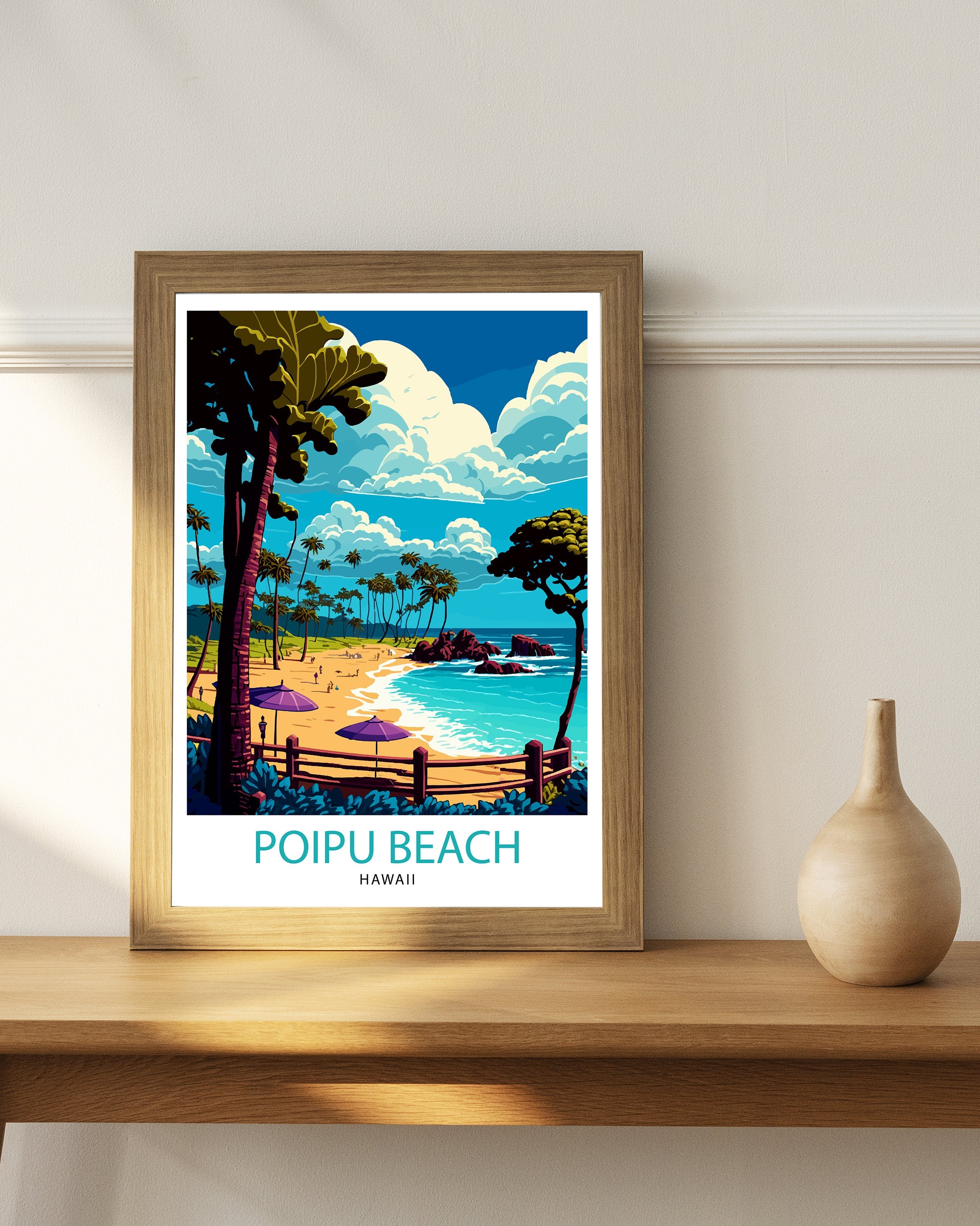 Poipu Croatia Travel Poster, Vibrant Home Decor