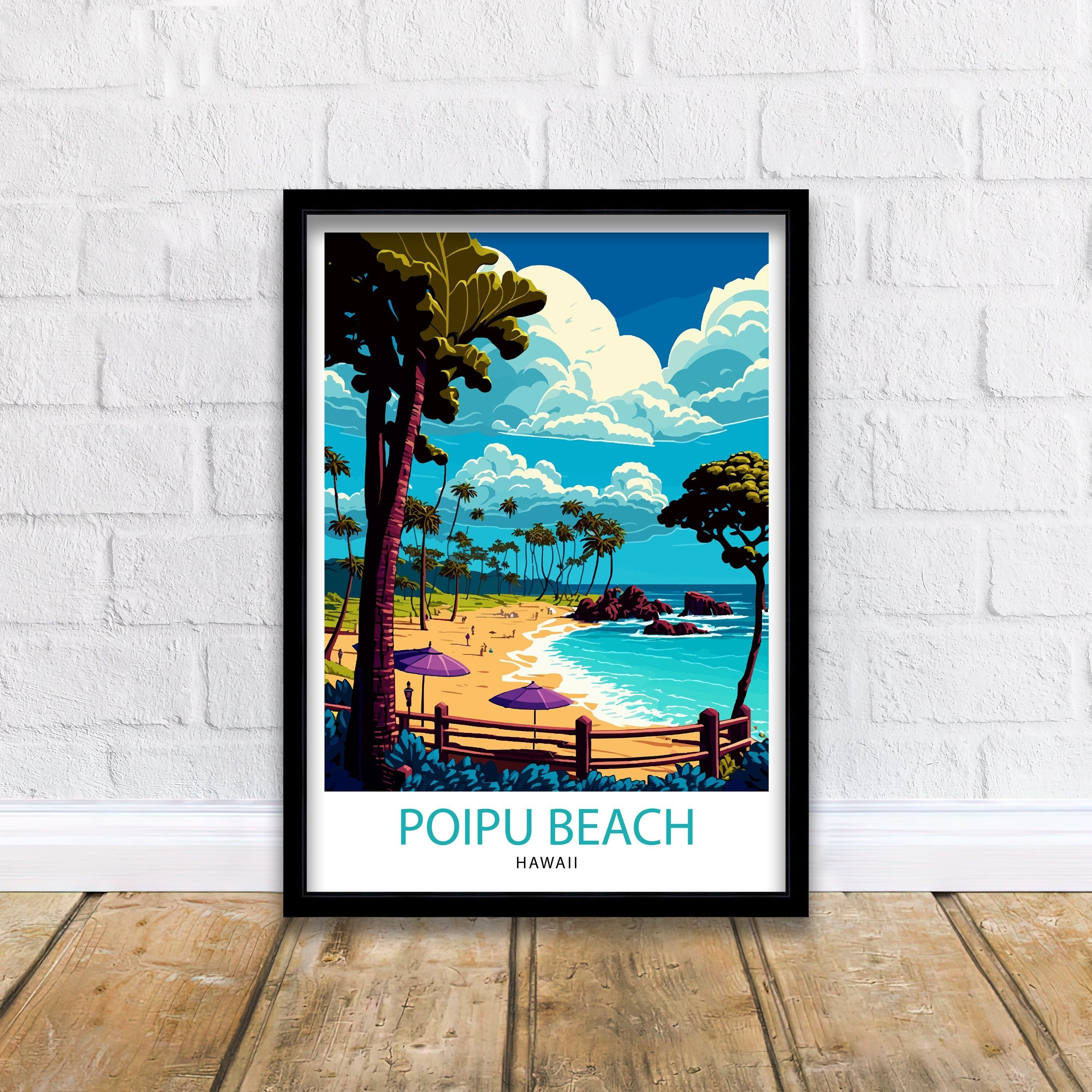 Poipu Croatia Travel Poster, Vibrant Home Decor