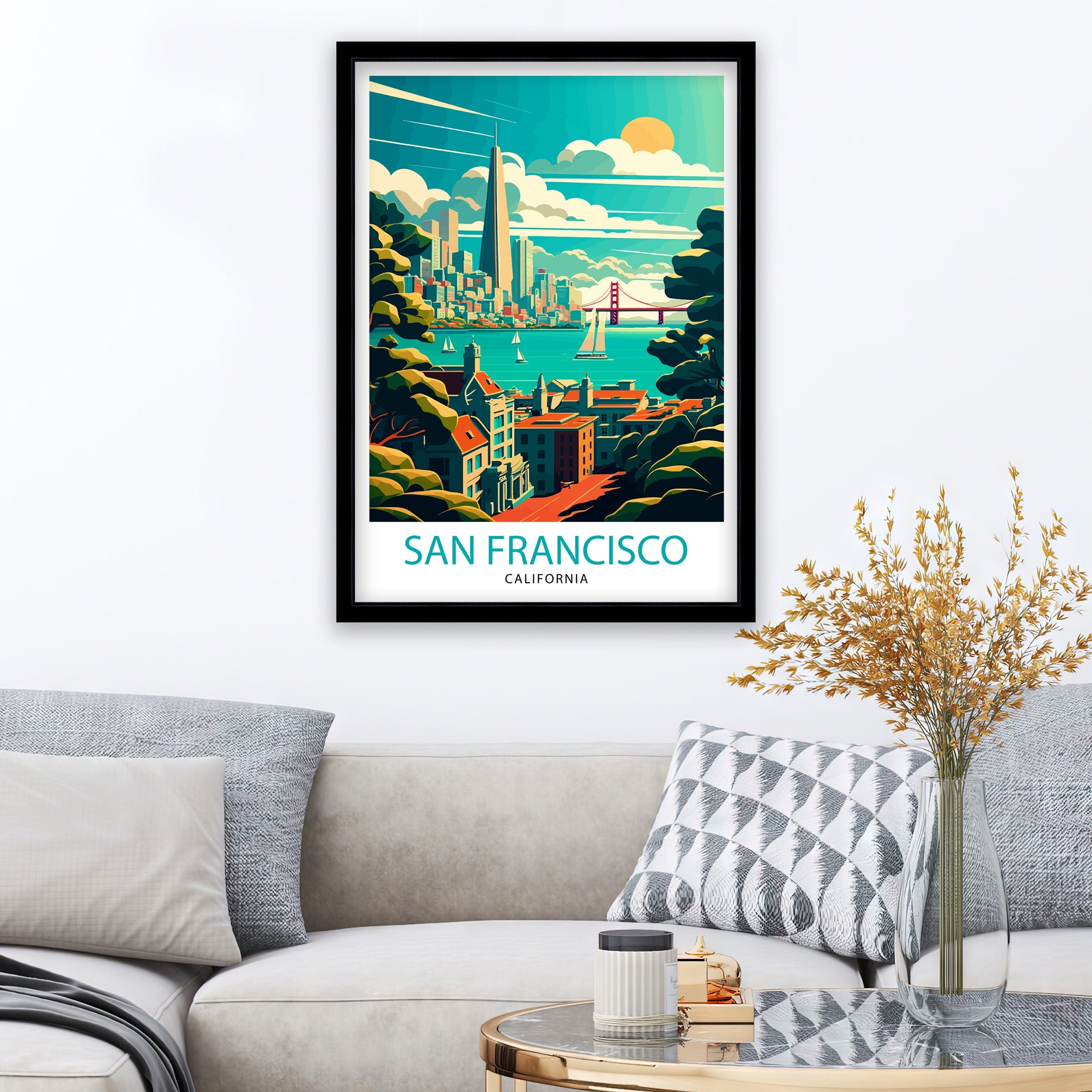San Francisco Travel Print San Francisco Wall Art San Francisco Illustration San Francisco Poster Gift For San Francisco San Francisco Home