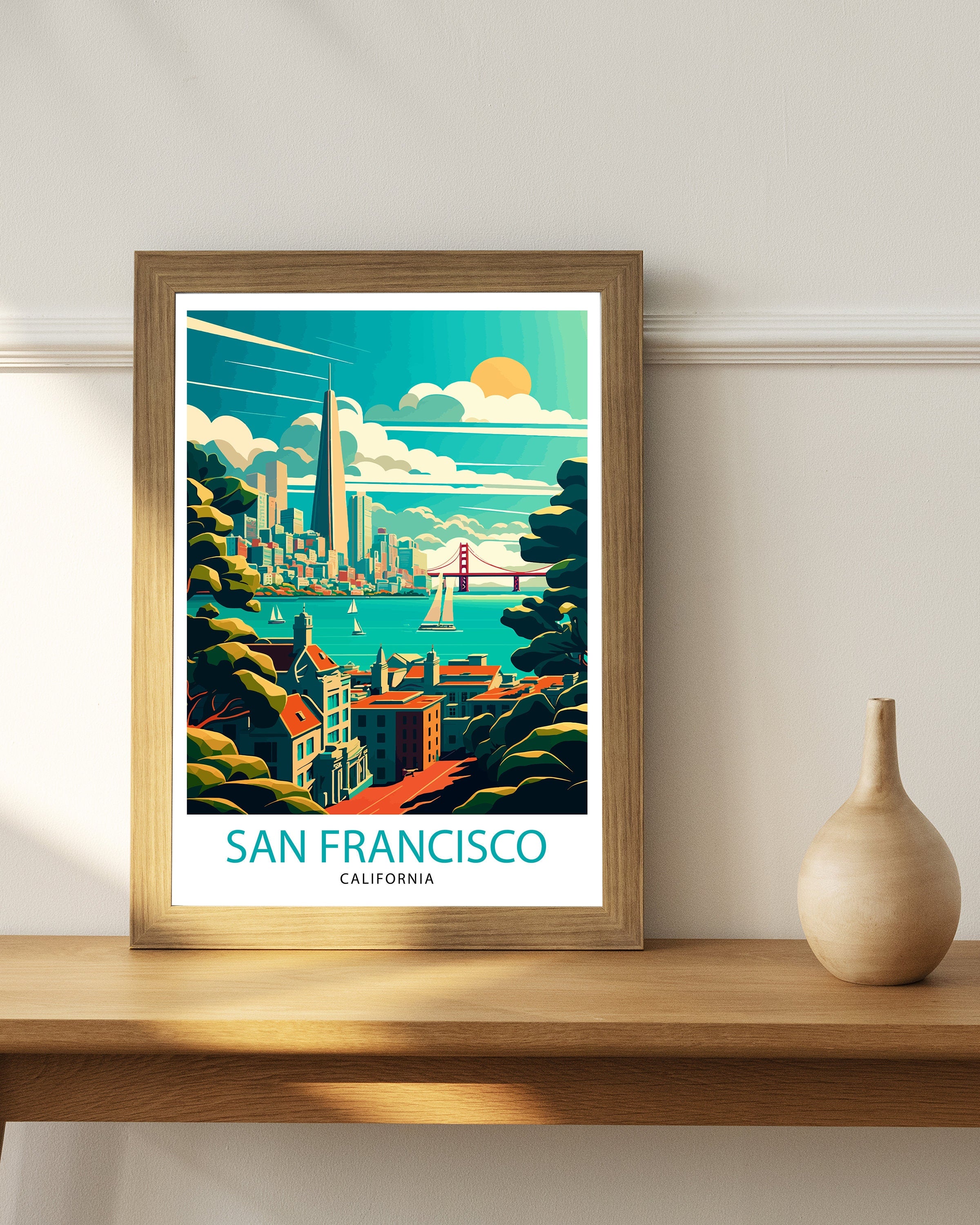 San Francisco Travel Print San Francisco Wall Art San Francisco Illustration San Francisco Poster Gift For San Francisco San Francisco Home