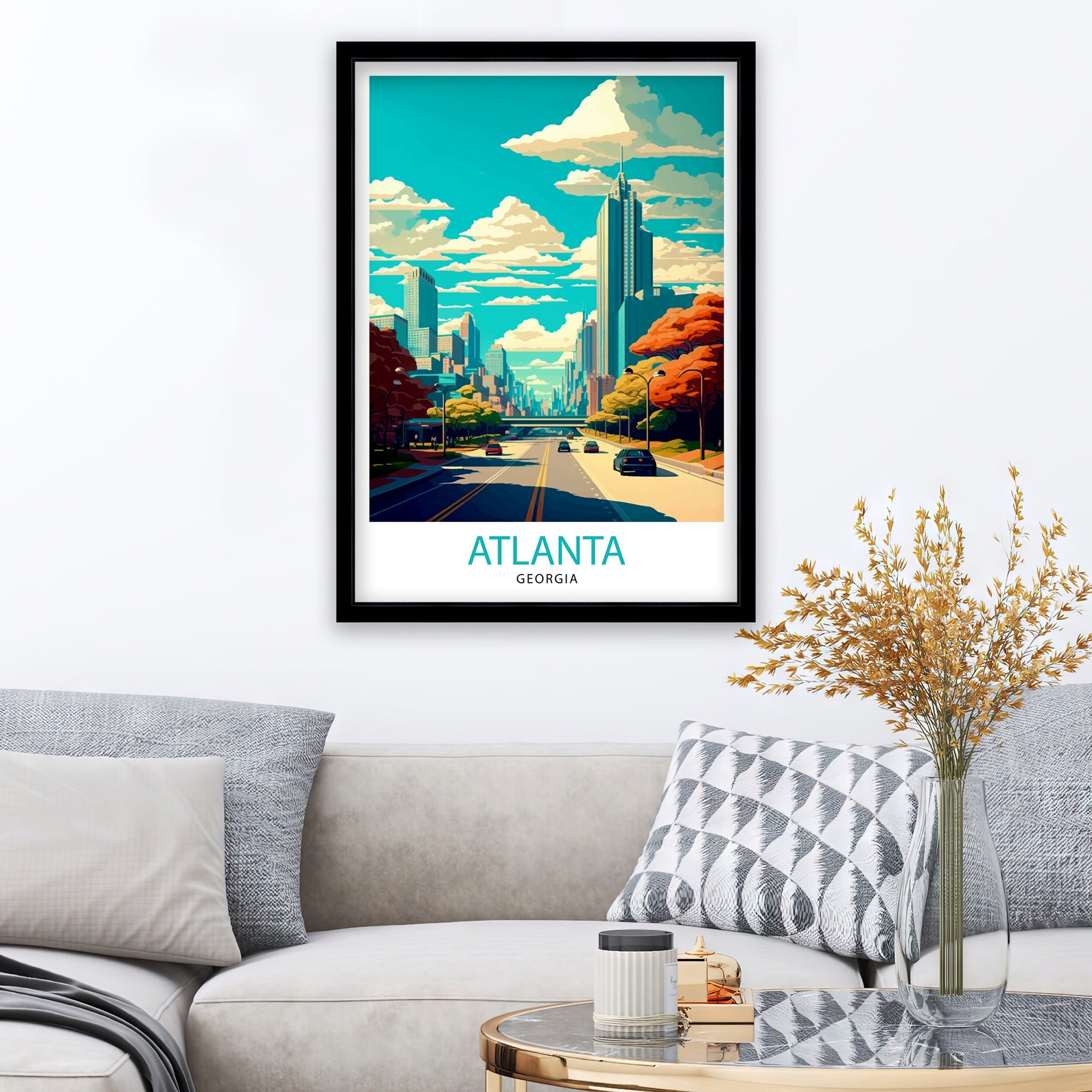 Atlanta Travel Print Atlanta Wall Decor Atlanta Home Living Decor Atlanta Illustration Travel Poster Gift for Atlanta Georgia Home Decor