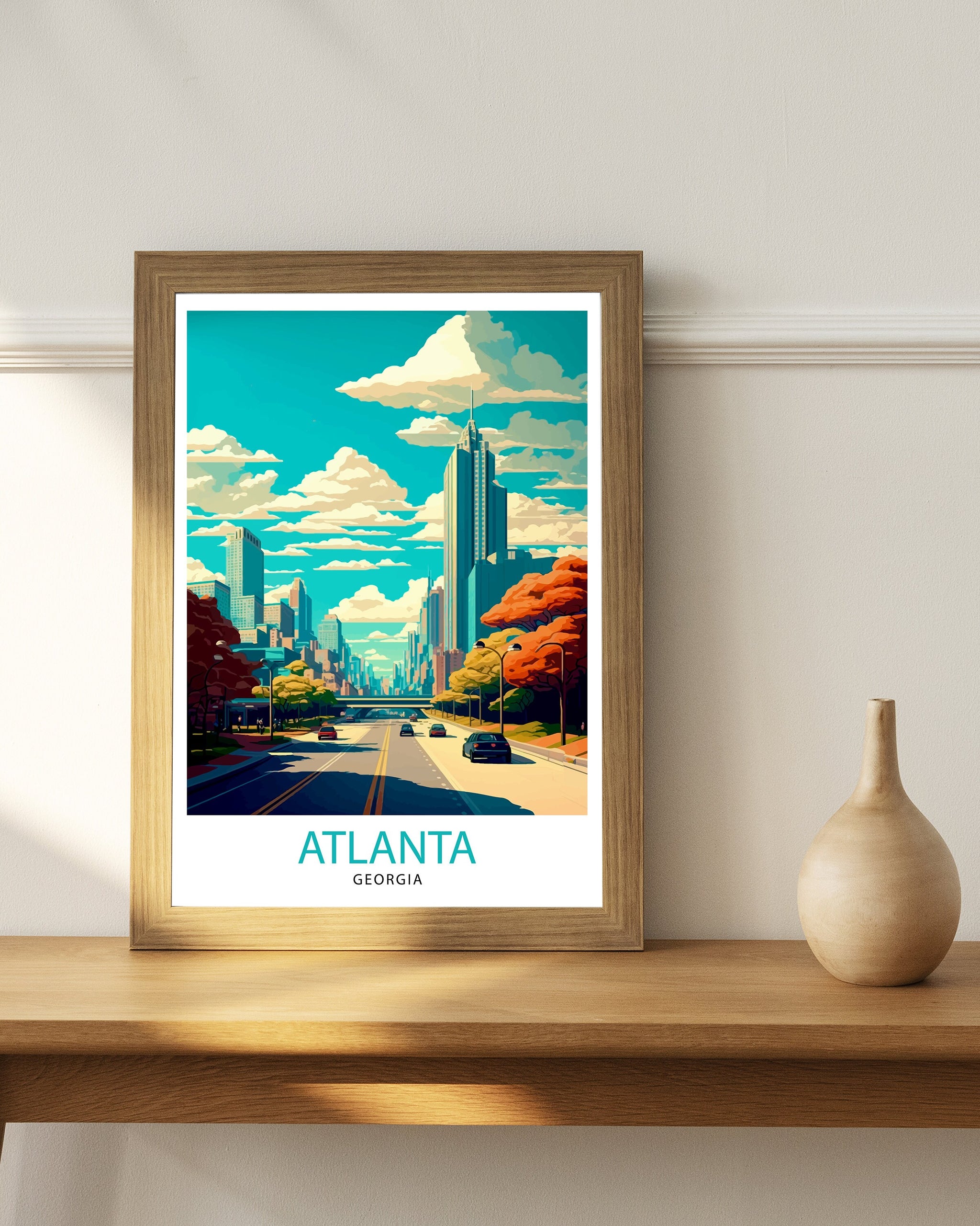 Atlanta Travel Print Atlanta Wall Decor Atlanta Home Living Decor Atlanta Illustration Travel Poster Gift for Atlanta Georgia Home Decor