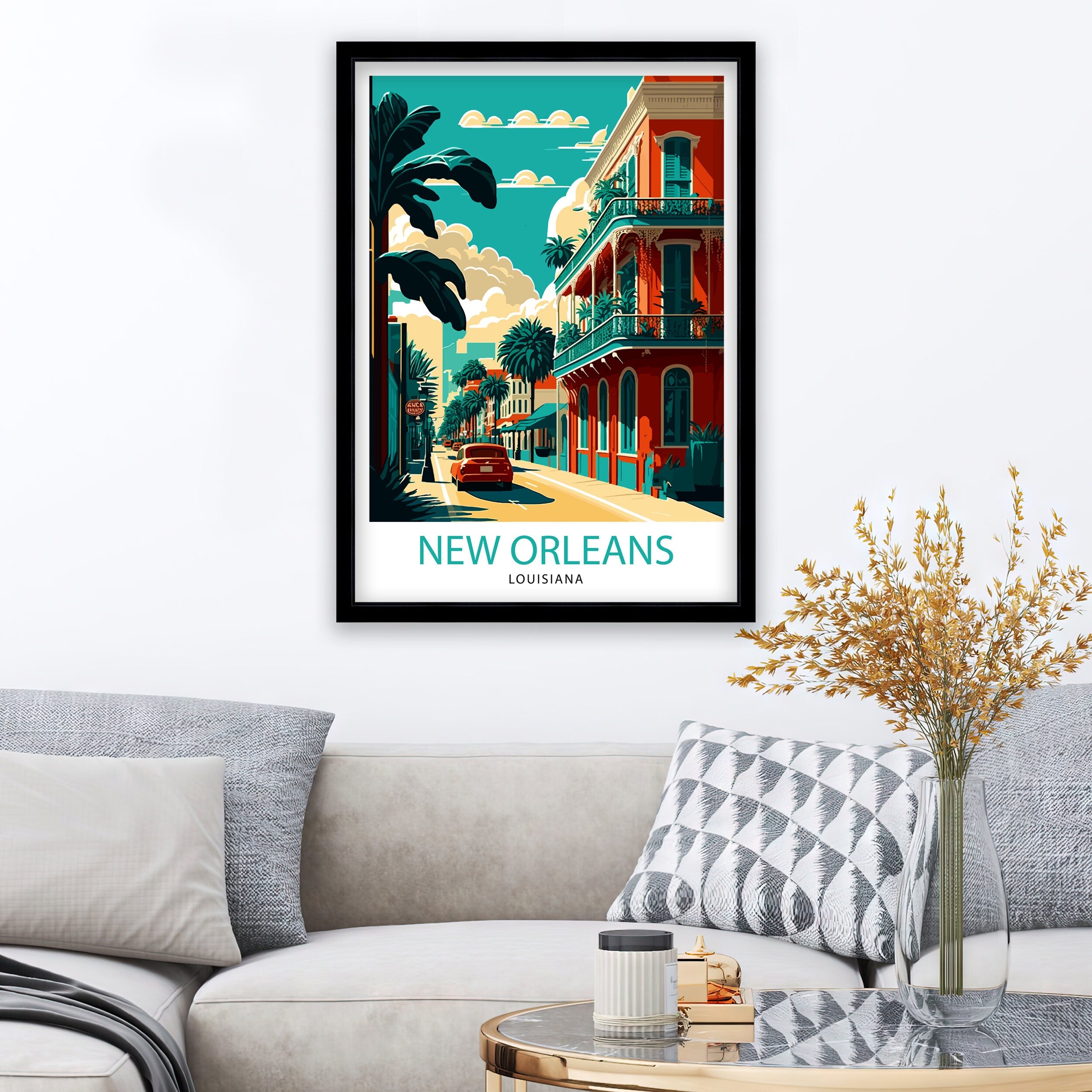 New Orleans Travel Print| New Orleans Wall Decor New Orleans Home Living Decor New Orleans Illustration Travel Poster Gift For New Orleans