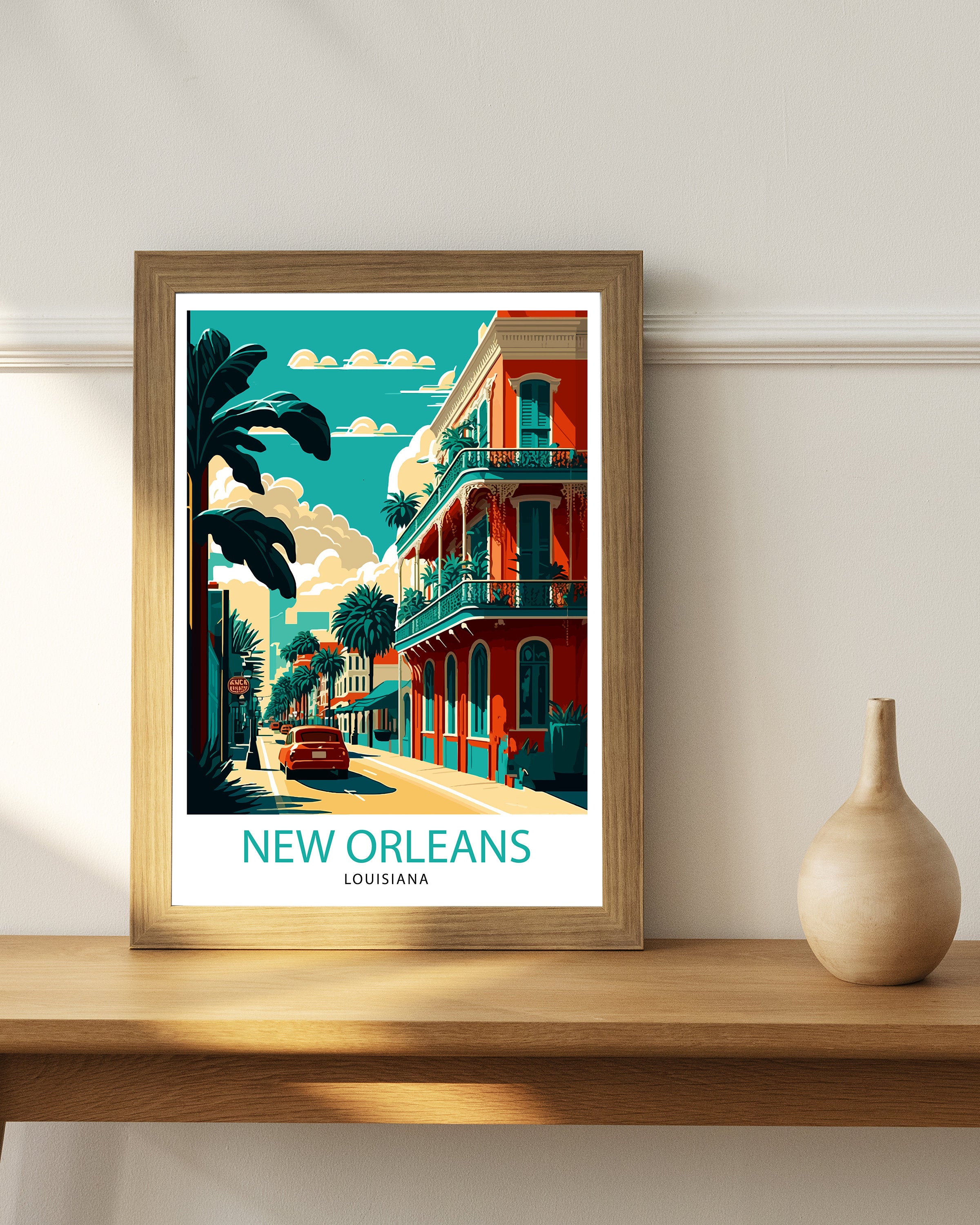 New Orleans Travel Print| New Orleans Wall Decor New Orleans Home Living Decor New Orleans Illustration Travel Poster Gift For New Orleans