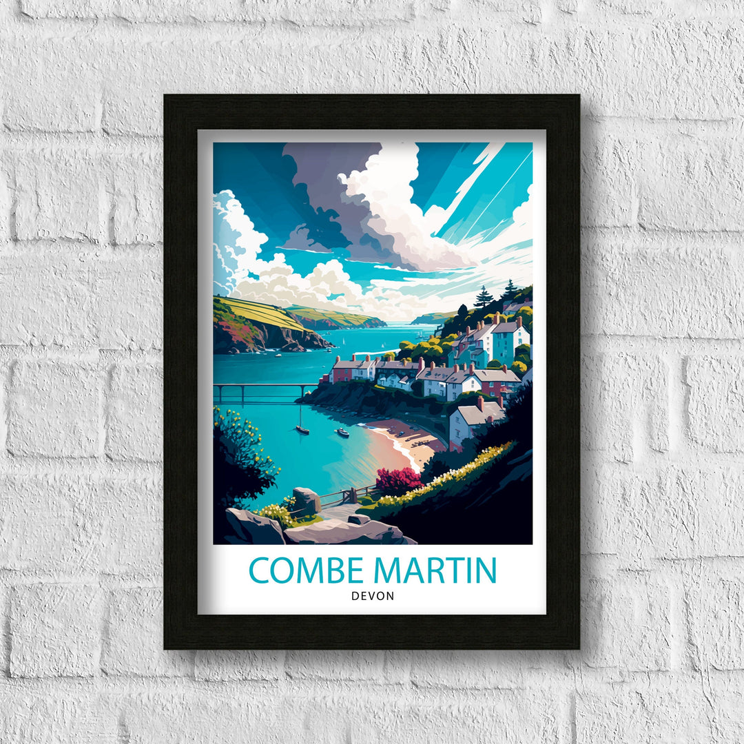 Combe Martin Devon Travel Poster Combe Martin Wall Art Devon Travel Poster Coastal Art Poster Gift For Traveler Home Decor