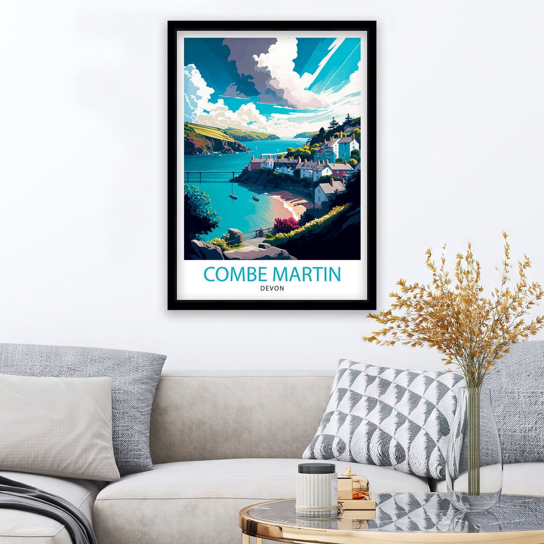 Combe Martin Devon Travel Poster Combe Martin Wall Art Devon Travel Poster Coastal Art Poster Gift For Traveler Home Decor