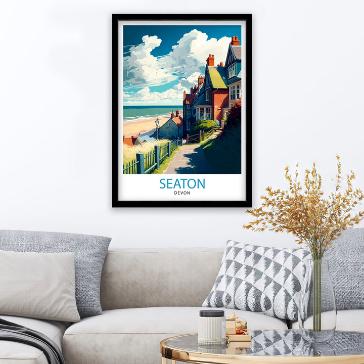 Seaton Devon Travel Poster Seaton Wall Art Seaton Illustration Seaton Poster Seaton UK Travel Decor Seaton Souvenir Seaton Gift