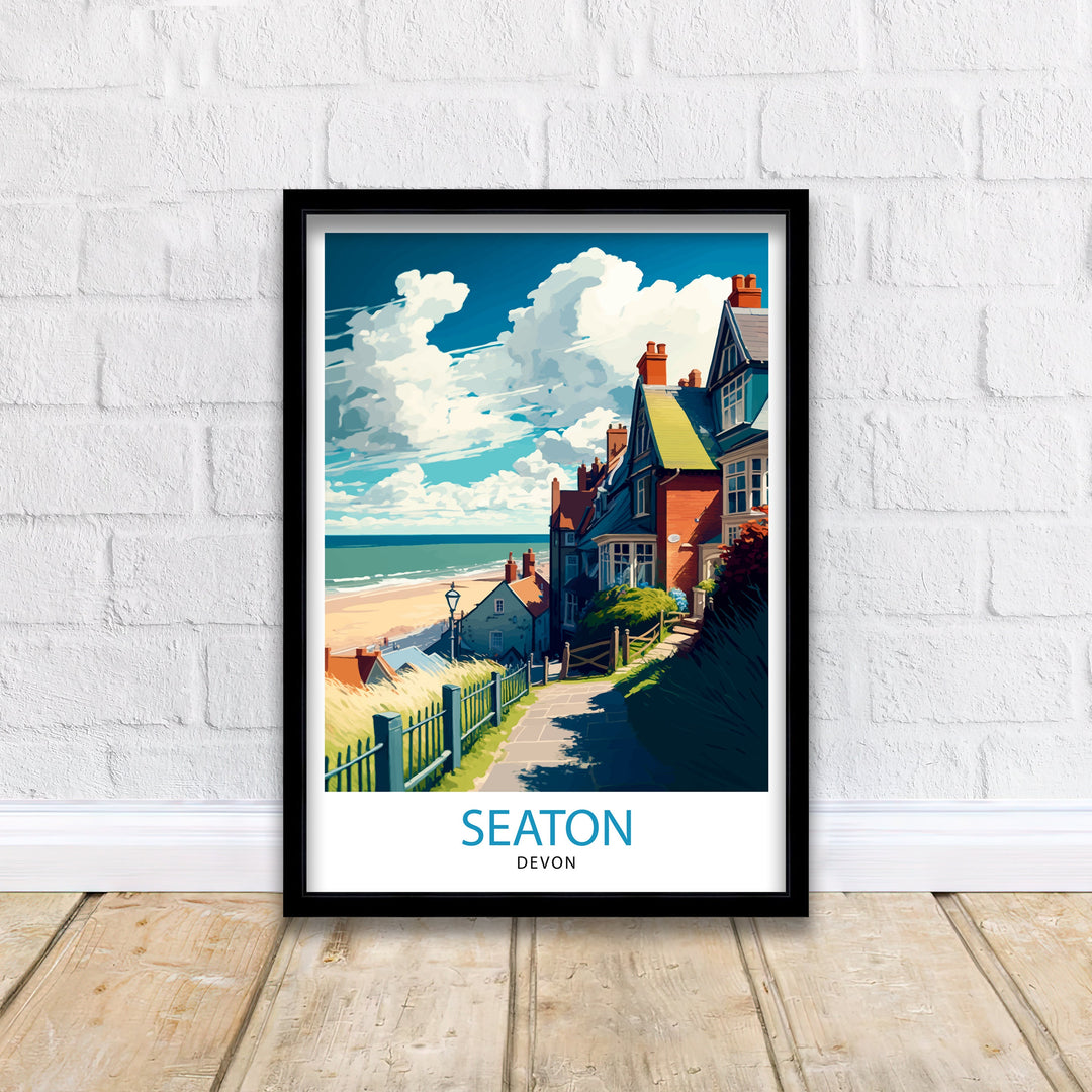 Seaton Devon Travel Poster Seaton Wall Art Seaton Illustration Seaton Poster Seaton UK Travel Decor Seaton Souvenir Seaton Gift