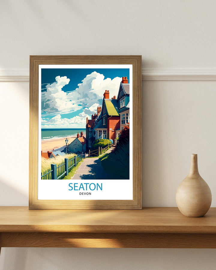 Seaton Devon Travel Poster Seaton Wall Art Seaton Illustration Seaton Poster Seaton UK Travel Decor Seaton Souvenir Seaton Gift