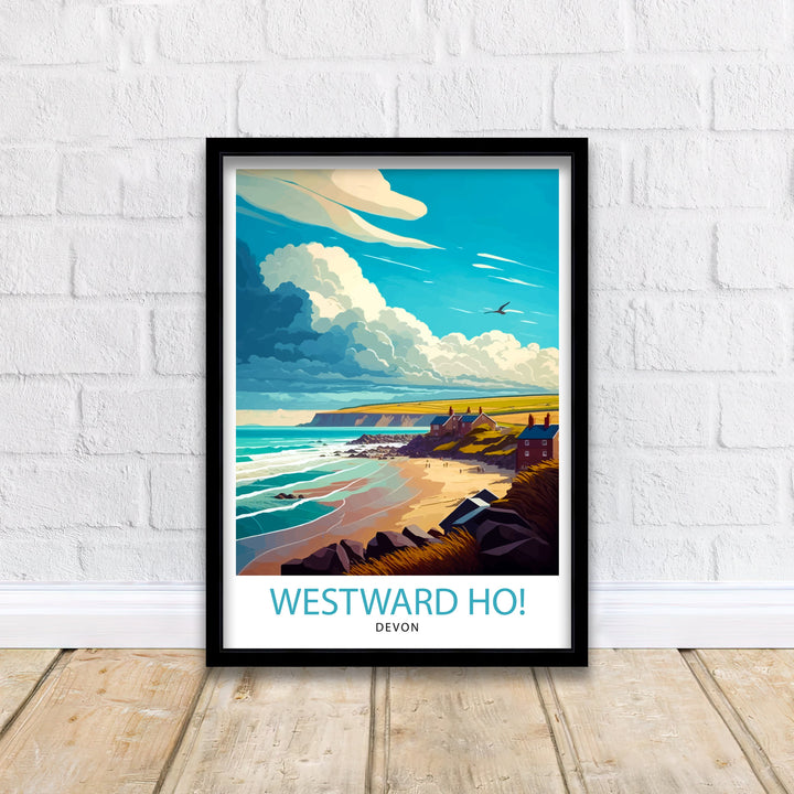 Westward Ho! Devon Travel Poster