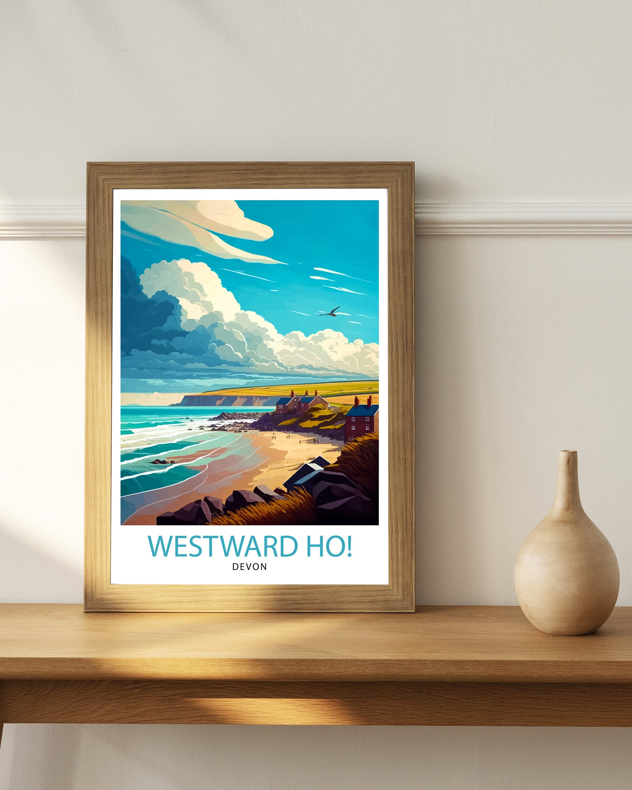 Westward Ho! Devon Travel Poster