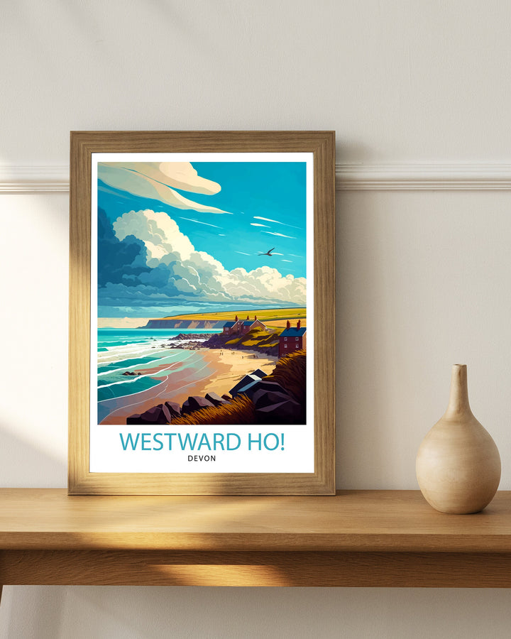 Westward Ho! Devon Travel Poster