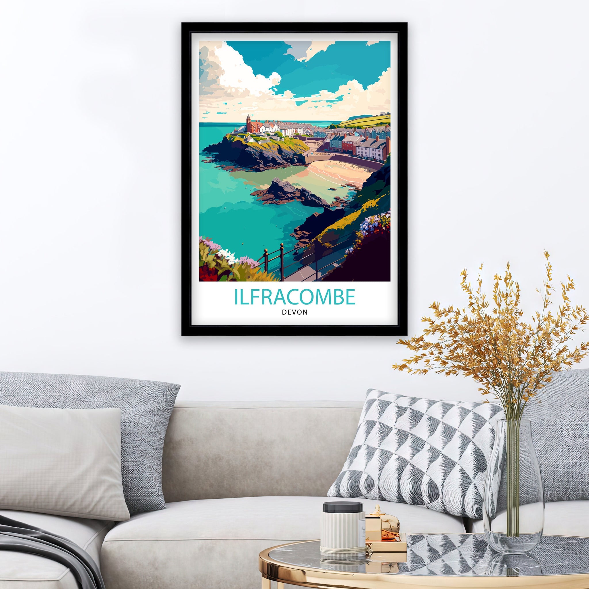 Illfracombe Travel Print Illfracombe Wall Decor Illfracombe Home Living Decor Illfracombe Illustration Travel Poster Gift For Illfracombe