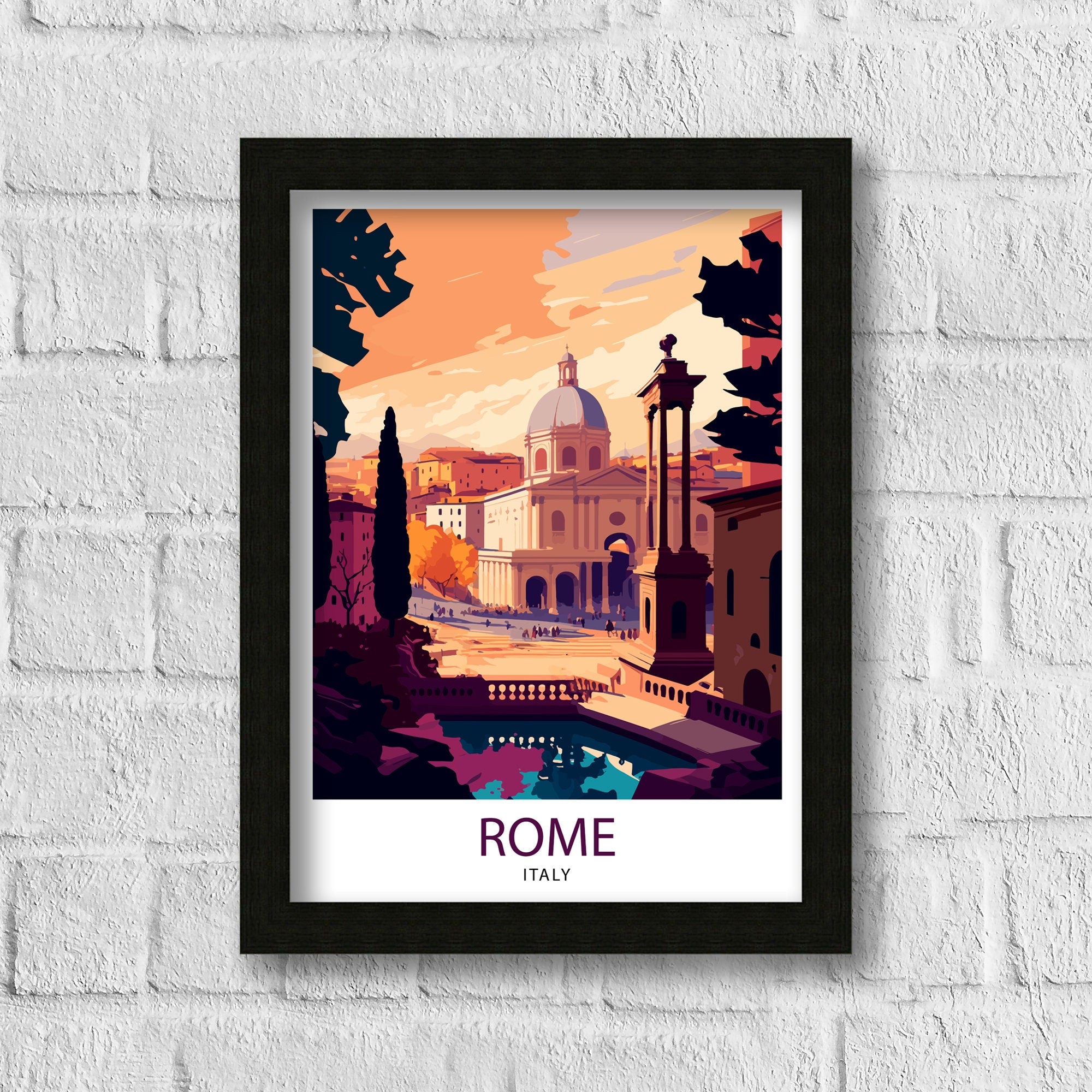 Rome Italy Travel Print Rome Wall Art Italy Travel Poster Rome Home Decor Italy Illustration Travel Gift for Rome Italy Wall Art