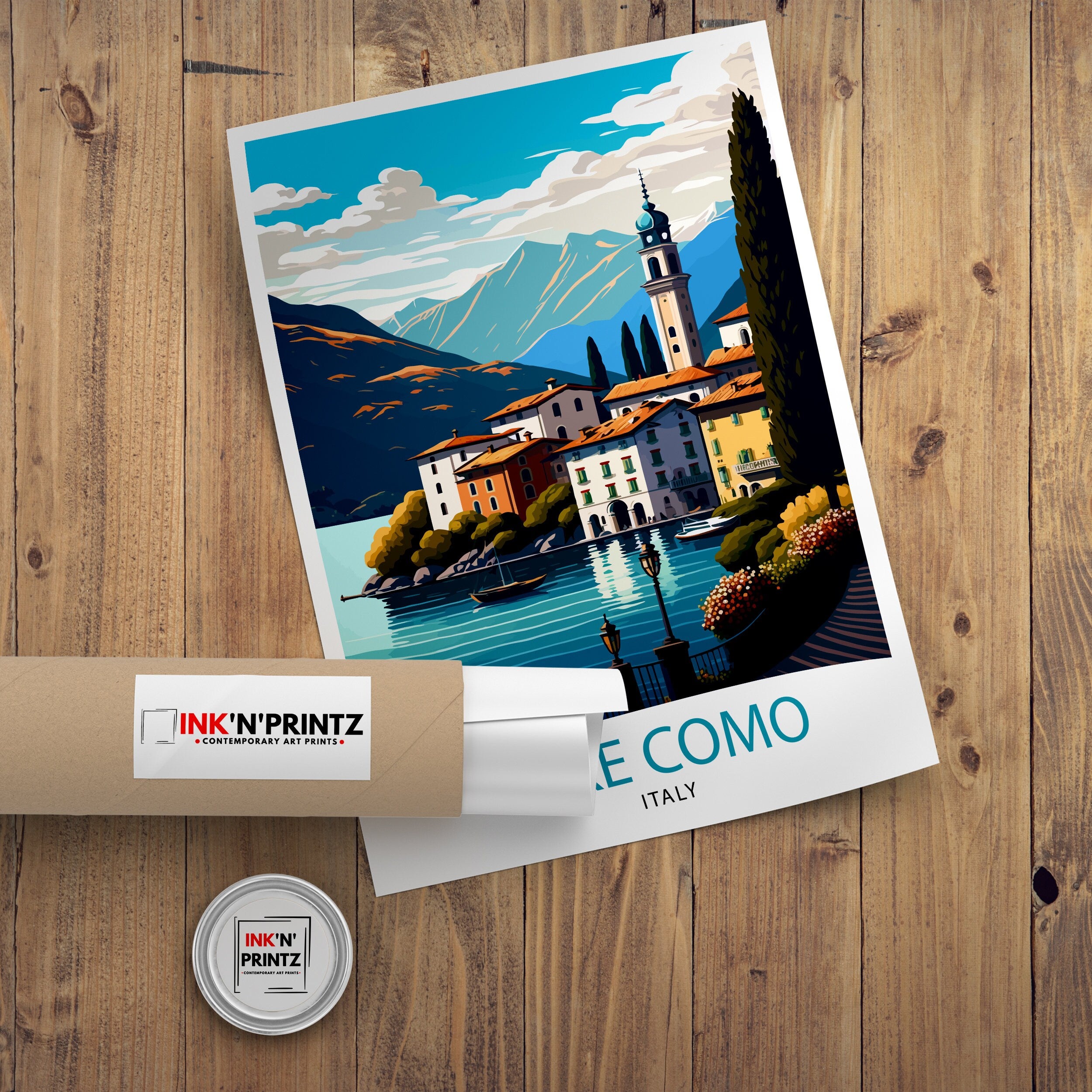 Lake Como Italy Travel Print Wall Decor Home Living Decor Italy Illustration Travel Poster Gift For Italy Home Decor