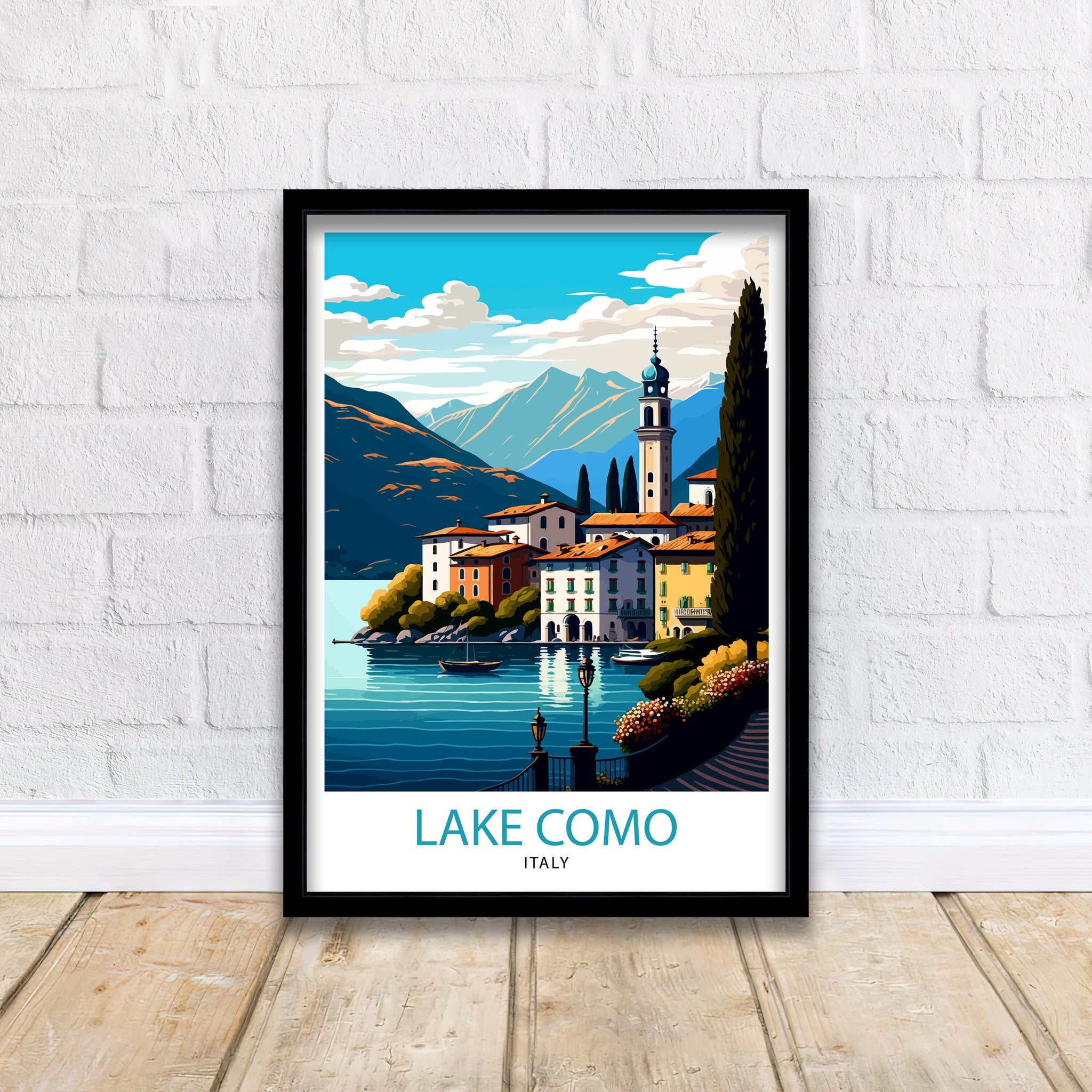 Lake Como Italy Travel Print Wall Decor Home Living Decor Italy Illustration Travel Poster Gift For Italy Home Decor