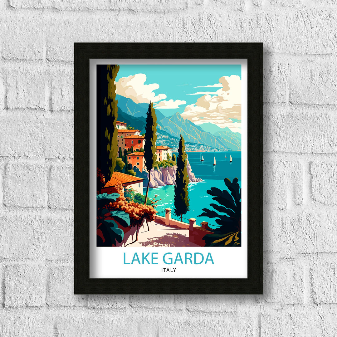 Lake Garda Italy Travel Print Lake Garda Wall Art Italy Travel Poster Lake Garda Home Decor Italy Illustration Gift for Italy Lovers