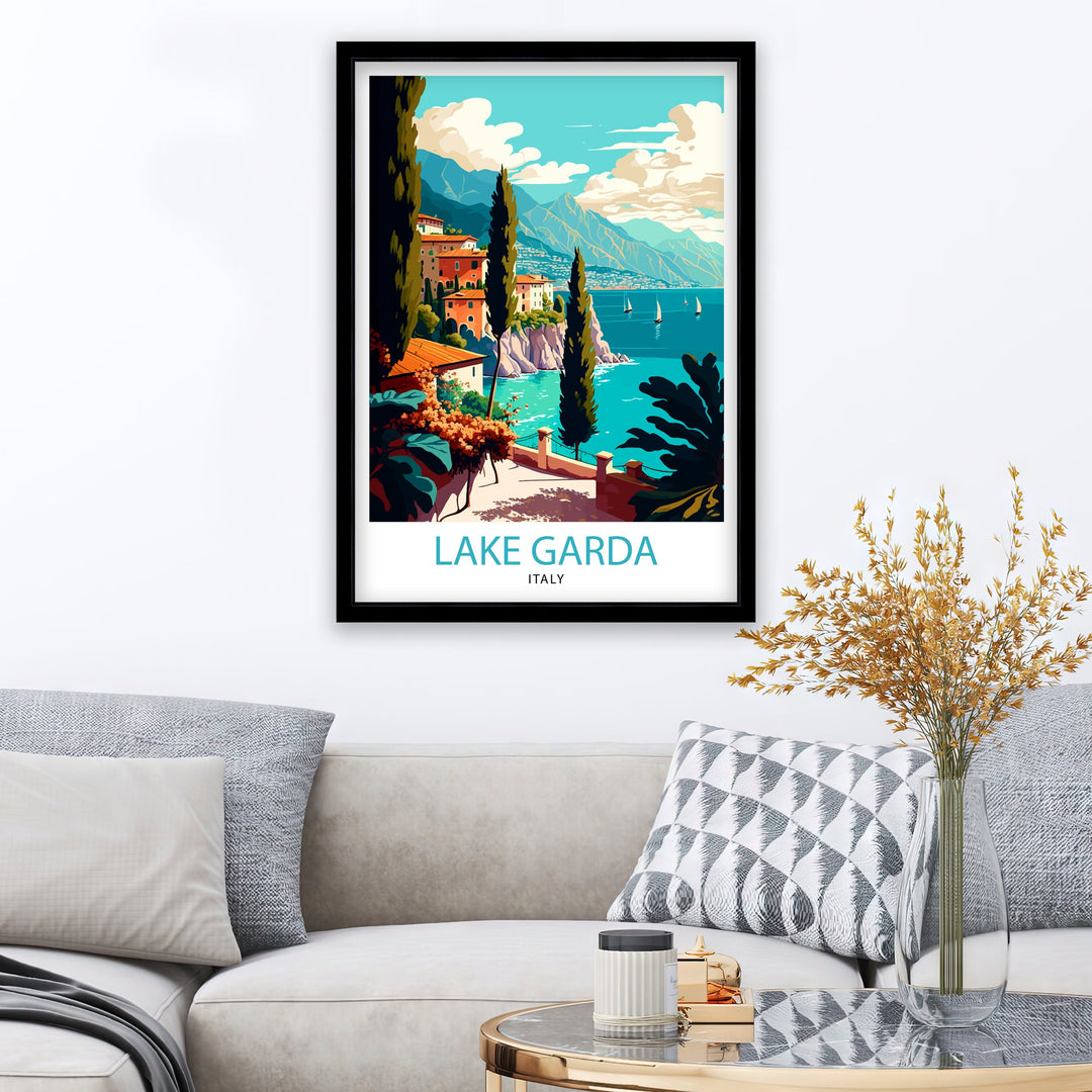 Lake Garda Italy Travel Print Lake Garda Wall Art Italy Travel Poster Lake Garda Home Decor Italy Illustration Gift for Italy Lovers