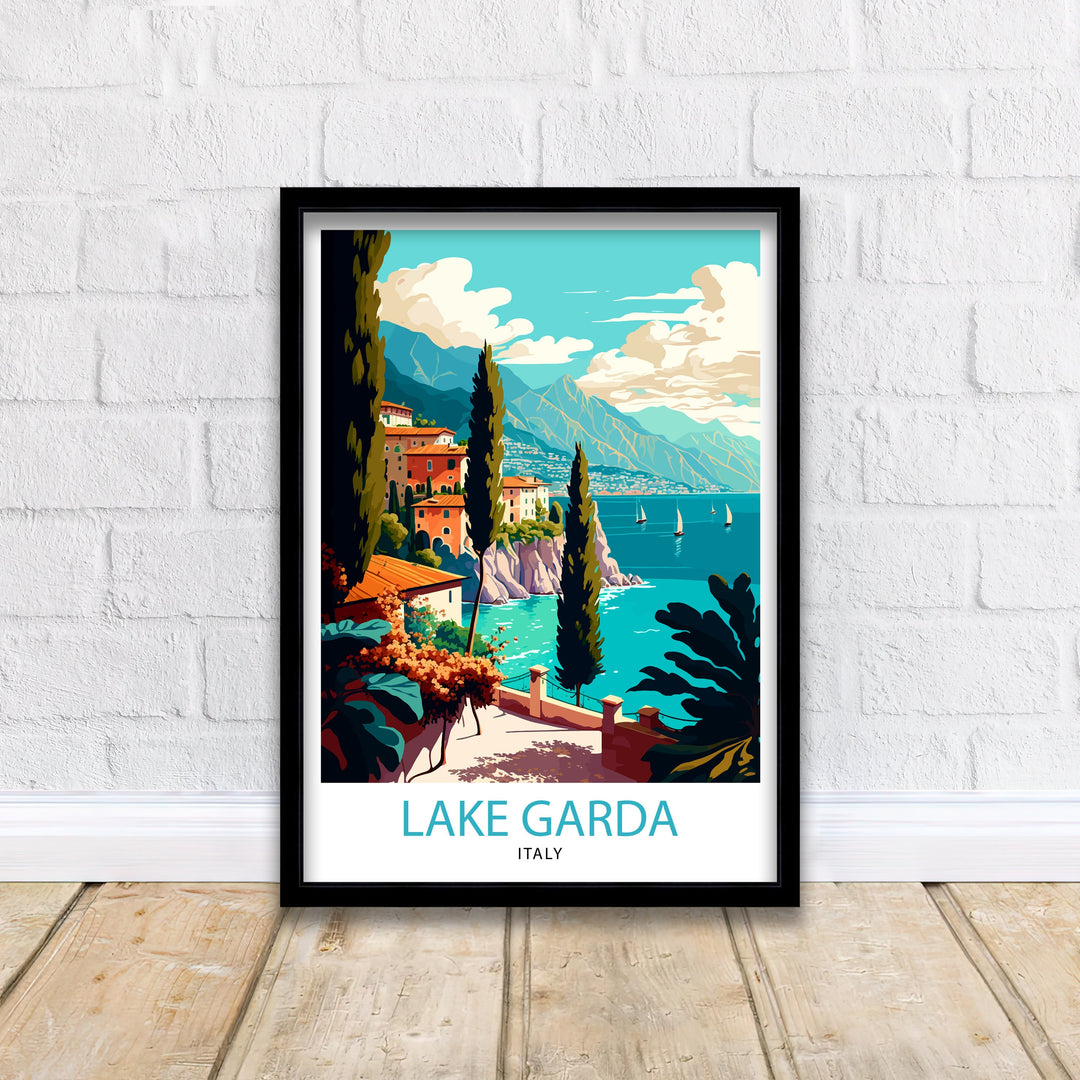 Lake Garda Italy Travel Poster Lake Garda Wall Art Italy Travel Poster Lake Garda Home Decor Italy Illustration Gift for Italy Lovers