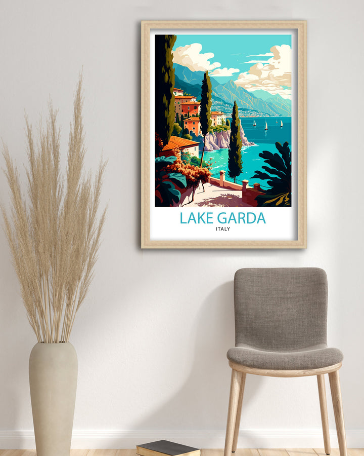 Lake Garda Italy Travel Poster Lake Garda Wall Art Italy Travel Poster Lake Garda Home Decor Italy Illustration Gift for Italy Lovers