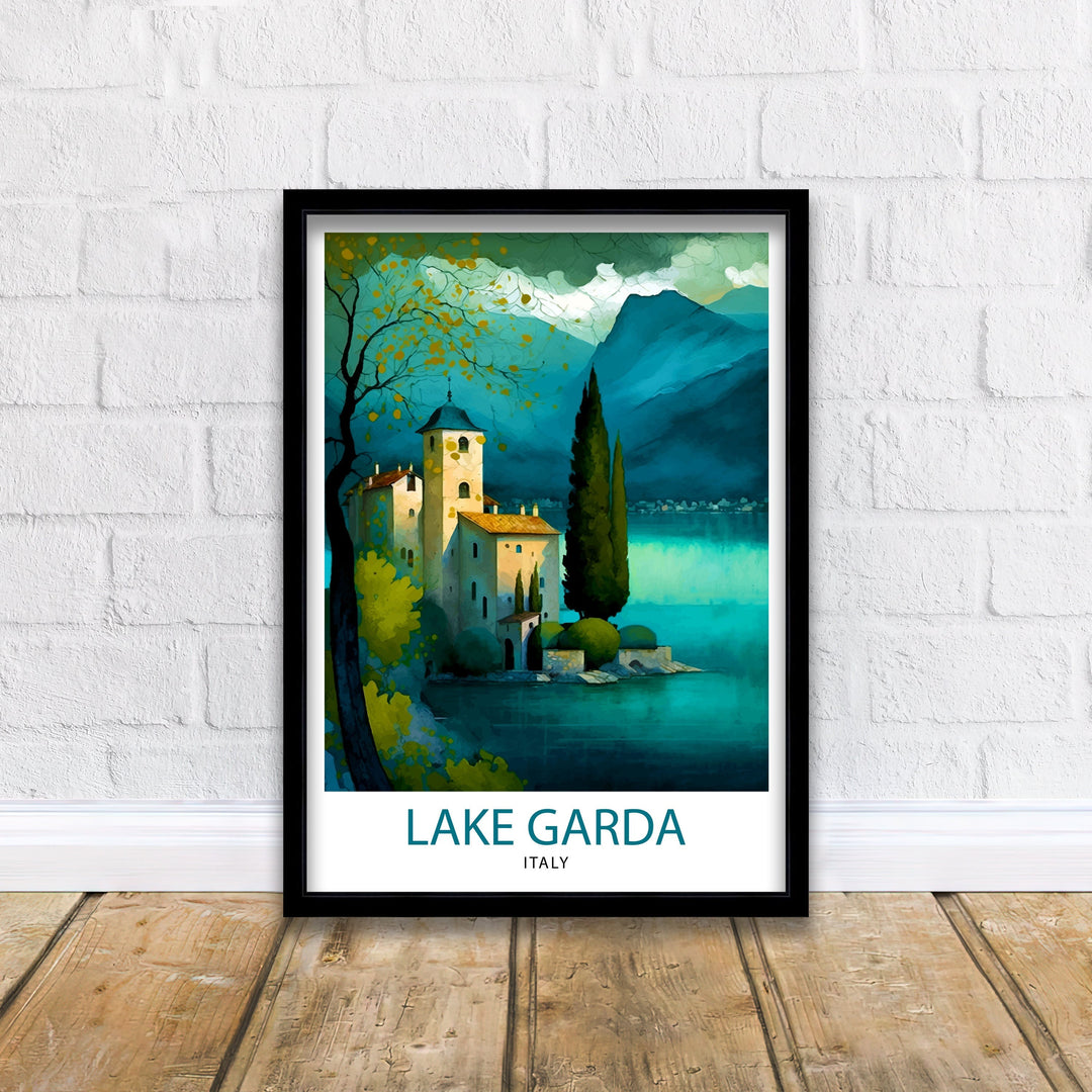 Lake Garda Italy Travel Print Lake Garda Wall Art Italy Travel Poster Lake Garda Home Decor Italy Illustration Gift for Italy Lovers