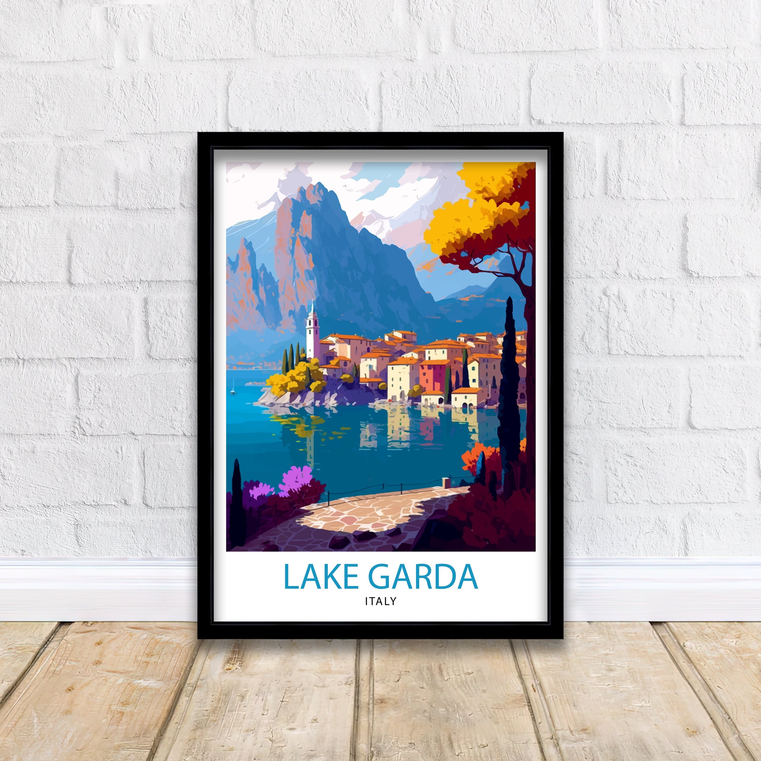 Lake Garda Italy Travel Print Lake Garda Wall Art Italy Travel Poster Lake Garda Home Decor Italy Illustration Gift for Italy Lovers