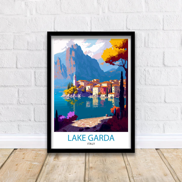 Lake Garda Italy Travel Print Lake Garda Wall Art Italy Travel Poster Lake Garda Home Decor Italy Illustration Gift for Italy Lovers