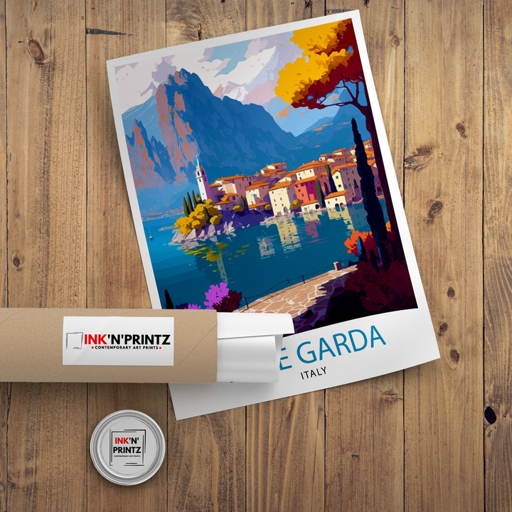 Lake Garda Italy Travel Print Lake Garda Wall Art Italy Travel Poster Lake Garda Home Decor Italy Illustration Gift for Italy Lovers
