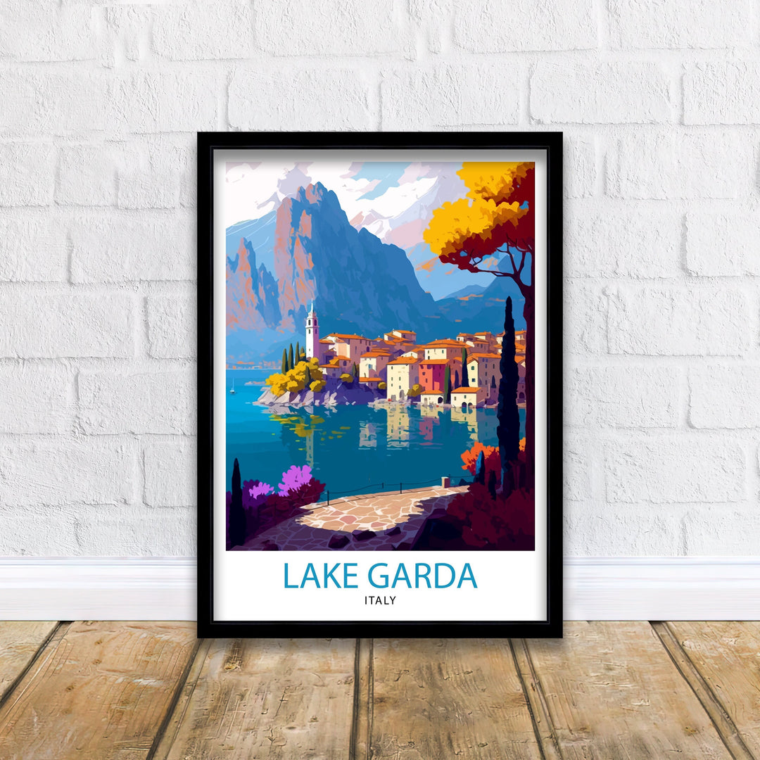 Lake Garda Italy Travel Print Lake Garda Wall Art Italy Travel Poster Lake Garda Home Decor Italy Illustration Gift for Italy Lovers
