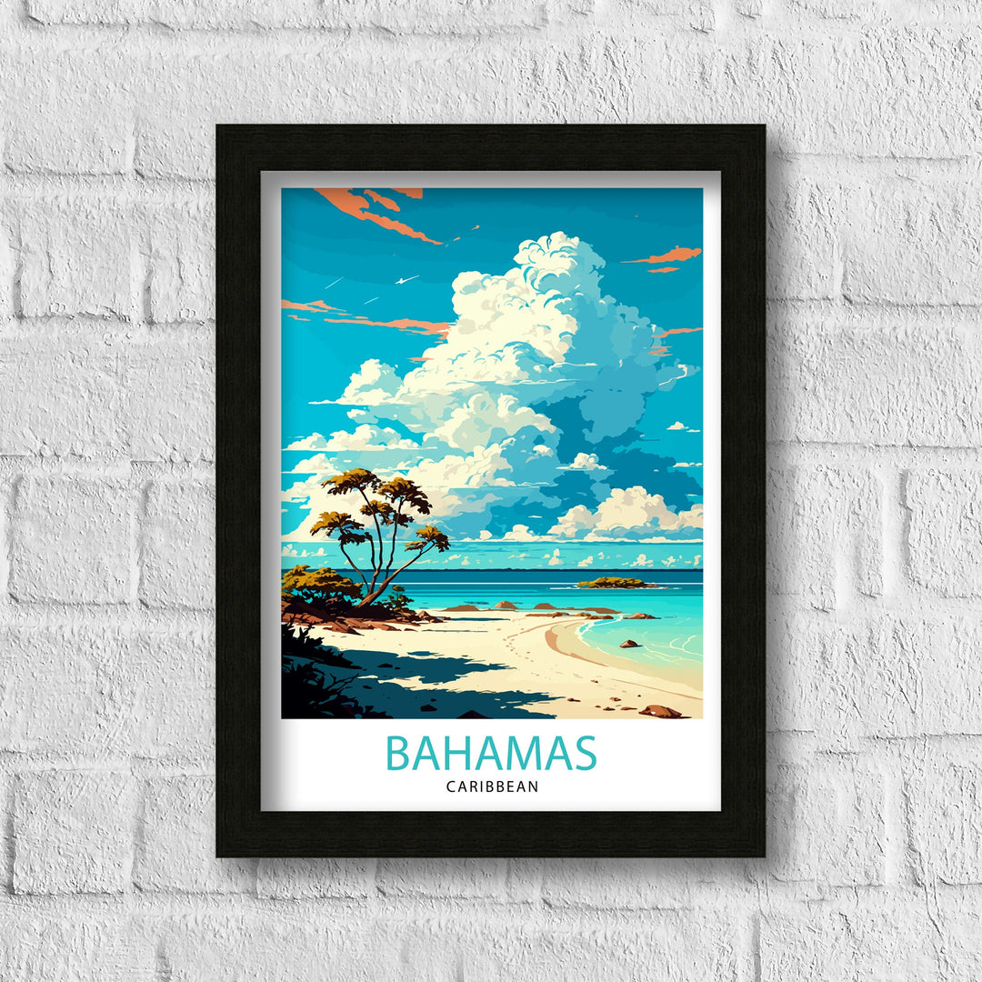 Bahamas Travel Print , Bahamas Wall Art Bahamas Home Decor Bahamas Island Illustration Travel Poster Gift For Bahamas Bahamas Vacation