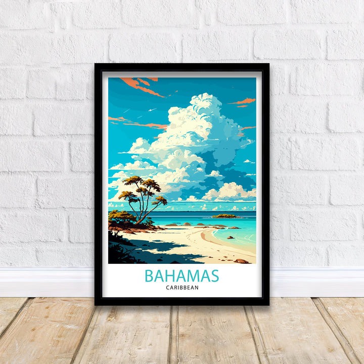 Bahamas Travel Print , Bahamas Wall Art Bahamas Home Decor Bahamas Island Illustration Travel Poster Gift For Bahamas Bahamas Vacation