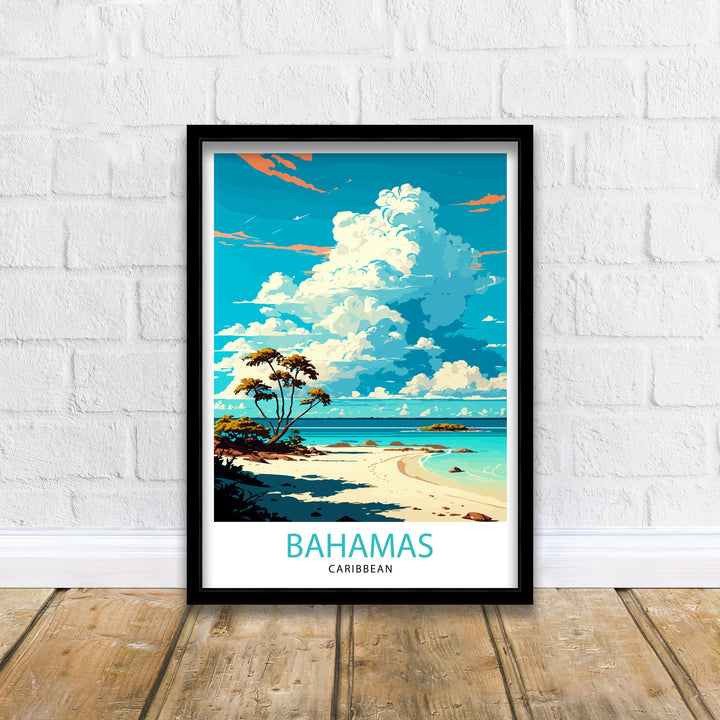 Bahamas Travel Print , Bahamas Wall Art Bahamas Home Decor Bahamas Island Illustration Travel Poster Gift For Bahamas Bahamas Vacation