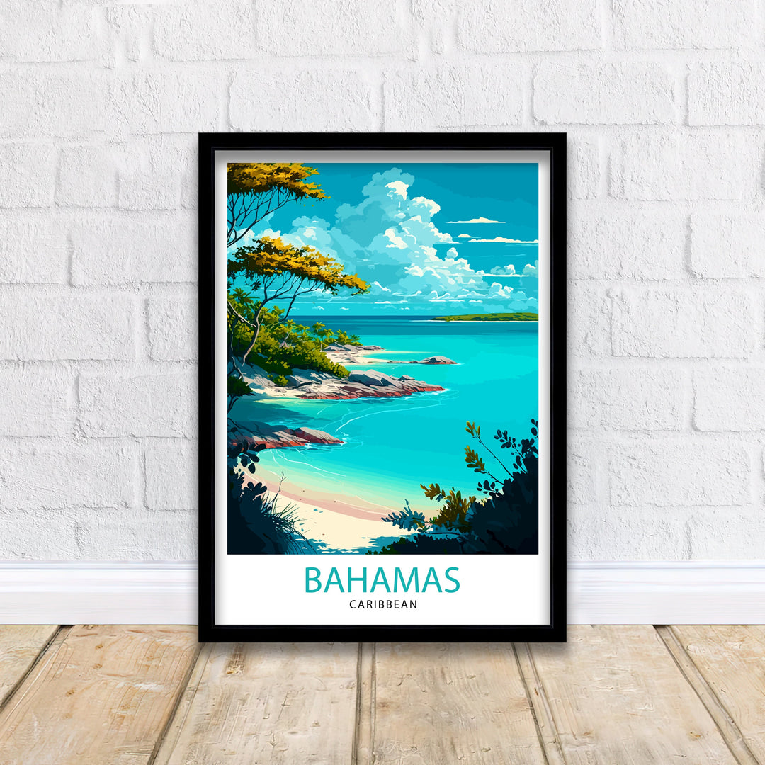 Bahamas Travel Print , Bahamas Wall Art Bahamas Home Decor Bahamas Island Illustration Travel Poster Gift For Bahamas Bahamas Vacation