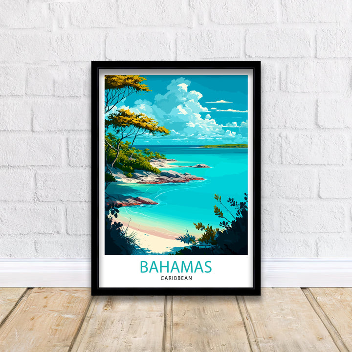 Bahamas Travel Print , Bahamas Wall Art Bahamas Home Decor Bahamas Island Illustration Travel Poster Gift For Bahamas Bahamas Vacation