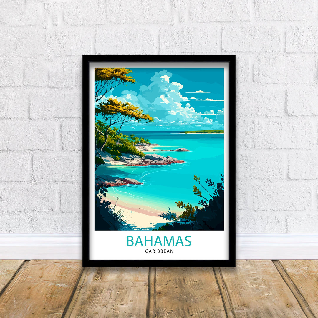 Bahamas Travel Print , Bahamas Wall Art Bahamas Home Decor Bahamas Island Illustration Travel Poster Gift For Bahamas Bahamas Vacation